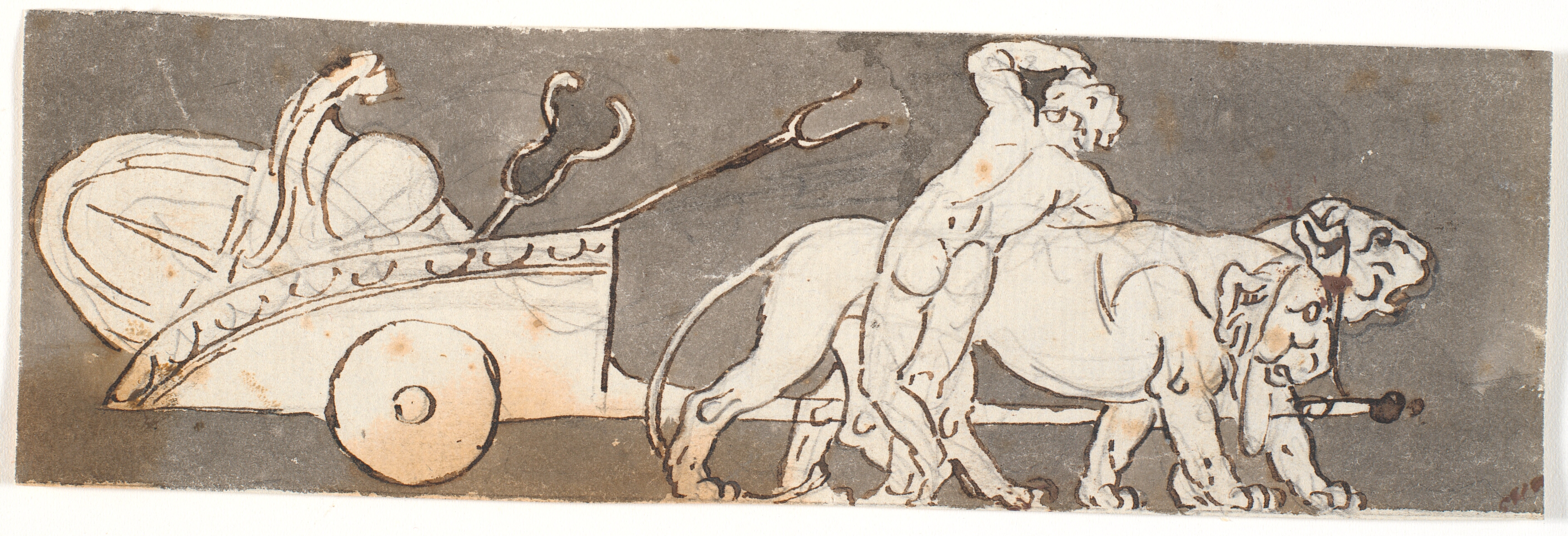 Frise med dreng ved Bacchus' og Mars' (eller Plutos) kærre trukket af løver