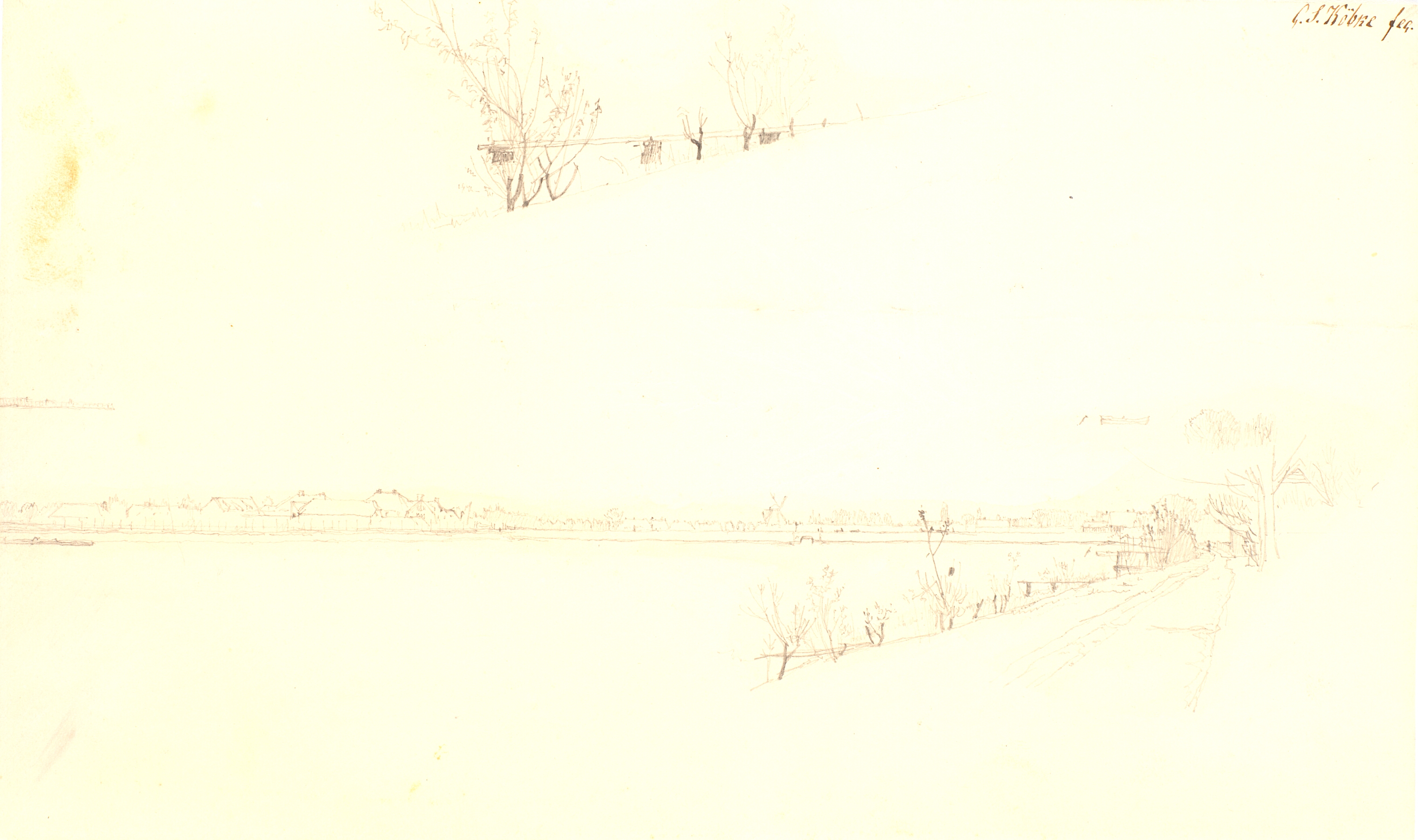 Studie til maleriet Efterårsmorgen ved Sortedamssøen, 1838