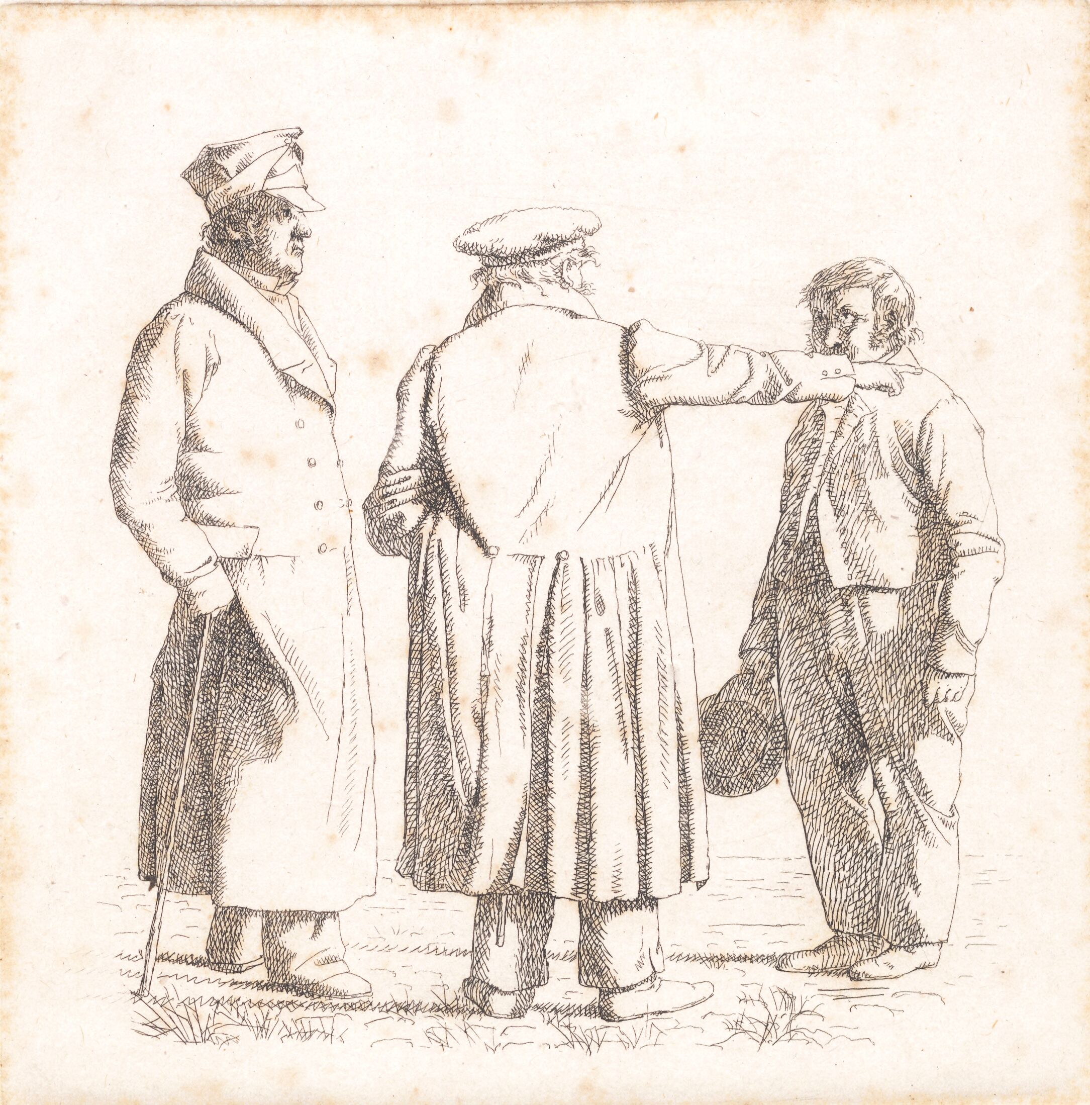 Tre portrætfigurer, bagermester Købke, Major Krohn og slavesergent Sprøch