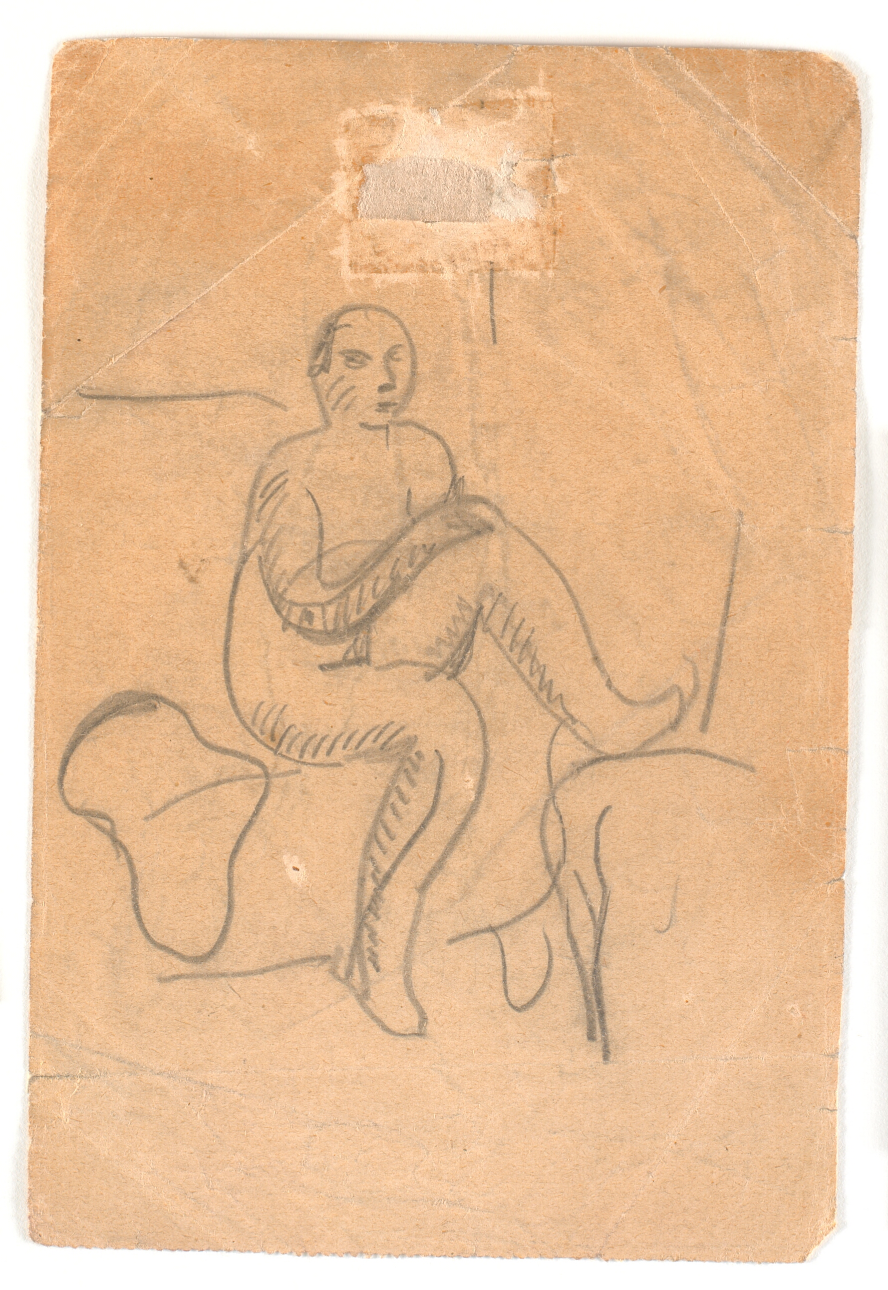 Siddende, nøgen kvinde