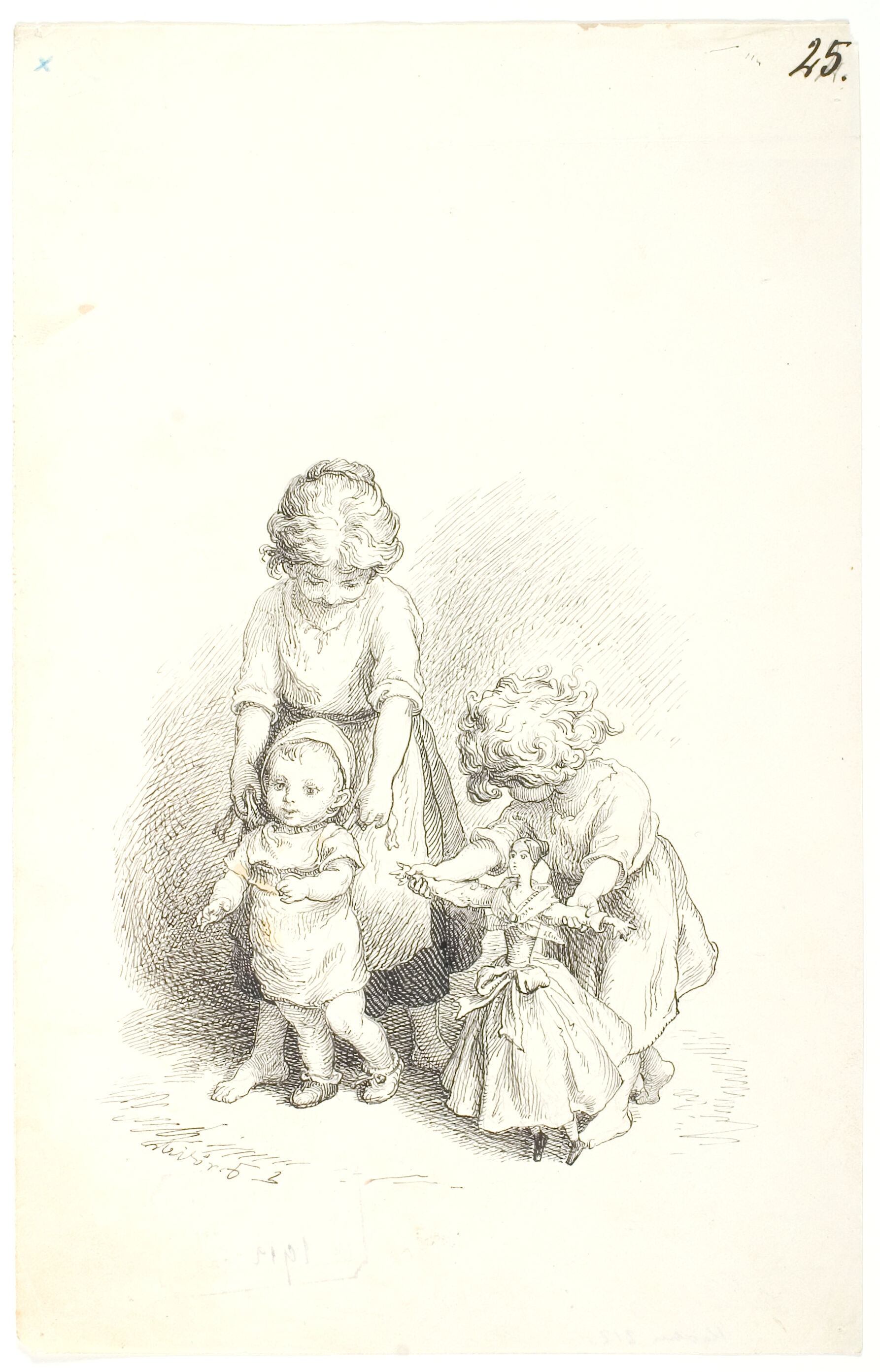 Tre børn og en dukke