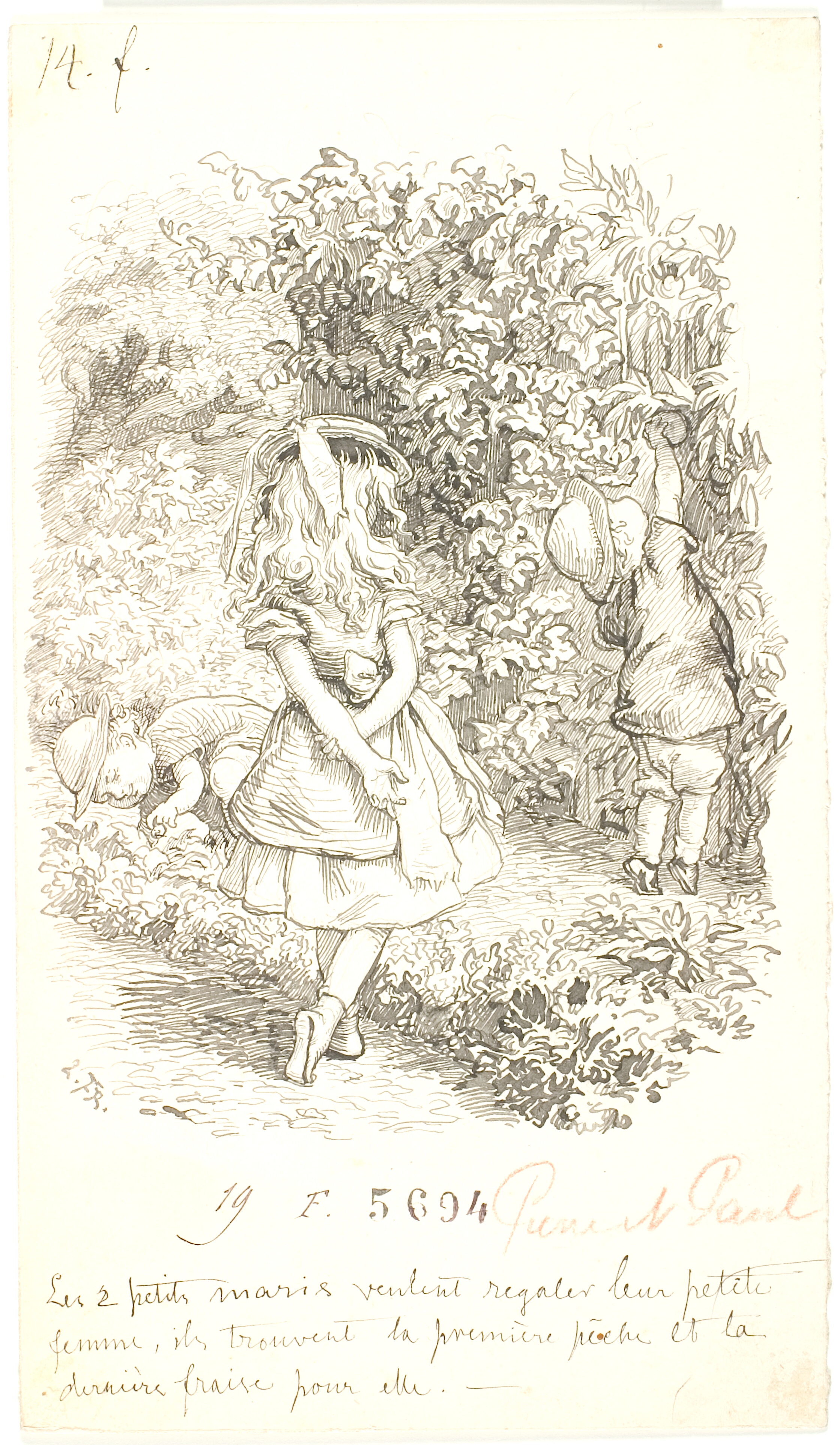 To små drenge byder en lille pige frugt