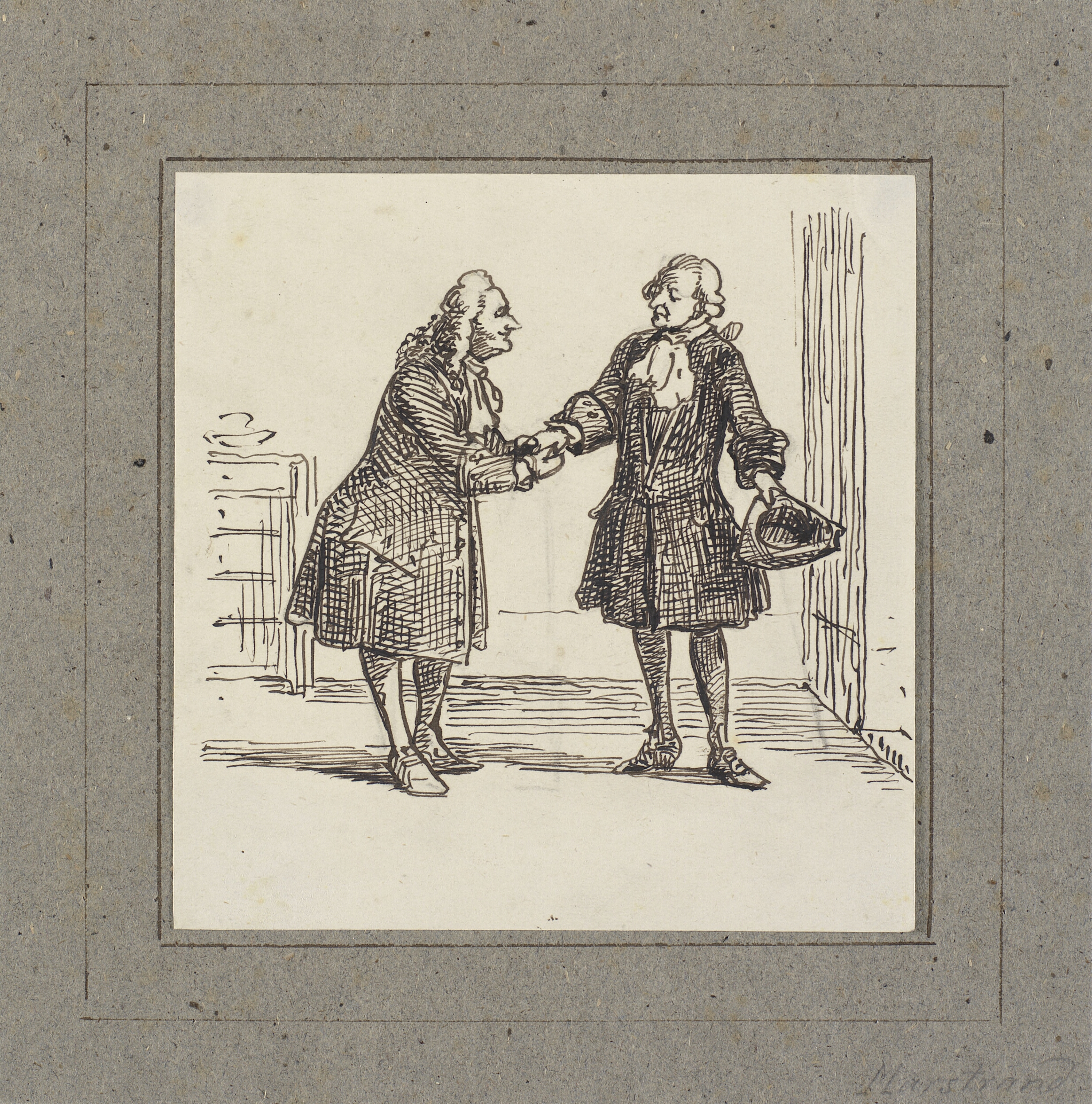 Holberg-tidens figurer: En pris tobak bydes af en herre til en anden