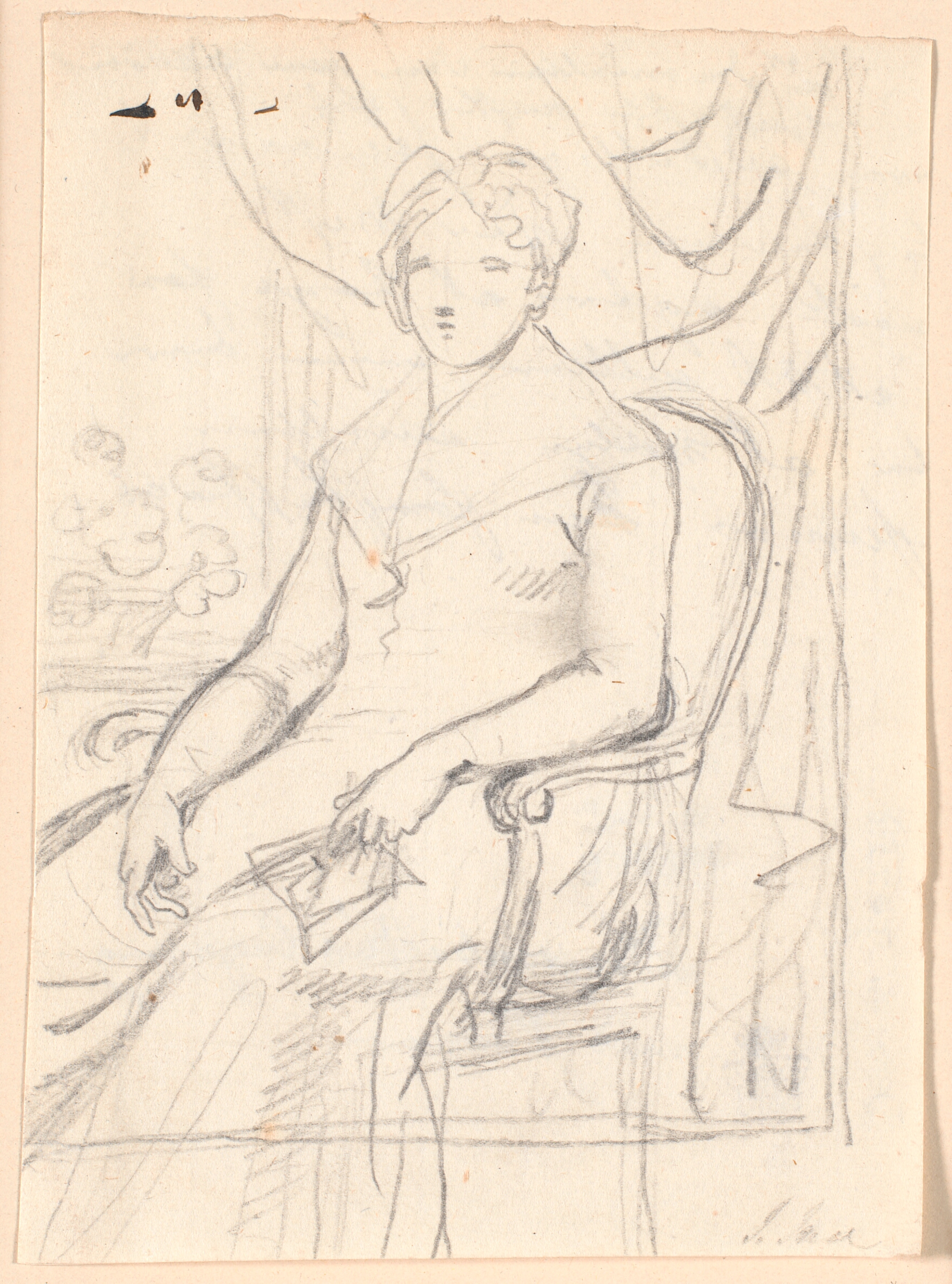 Kompositionsudkast til portrættet af grevinde Anna Joachima Danneskiol-Laurvigen, født Ahlefeldt, i sit 74. år