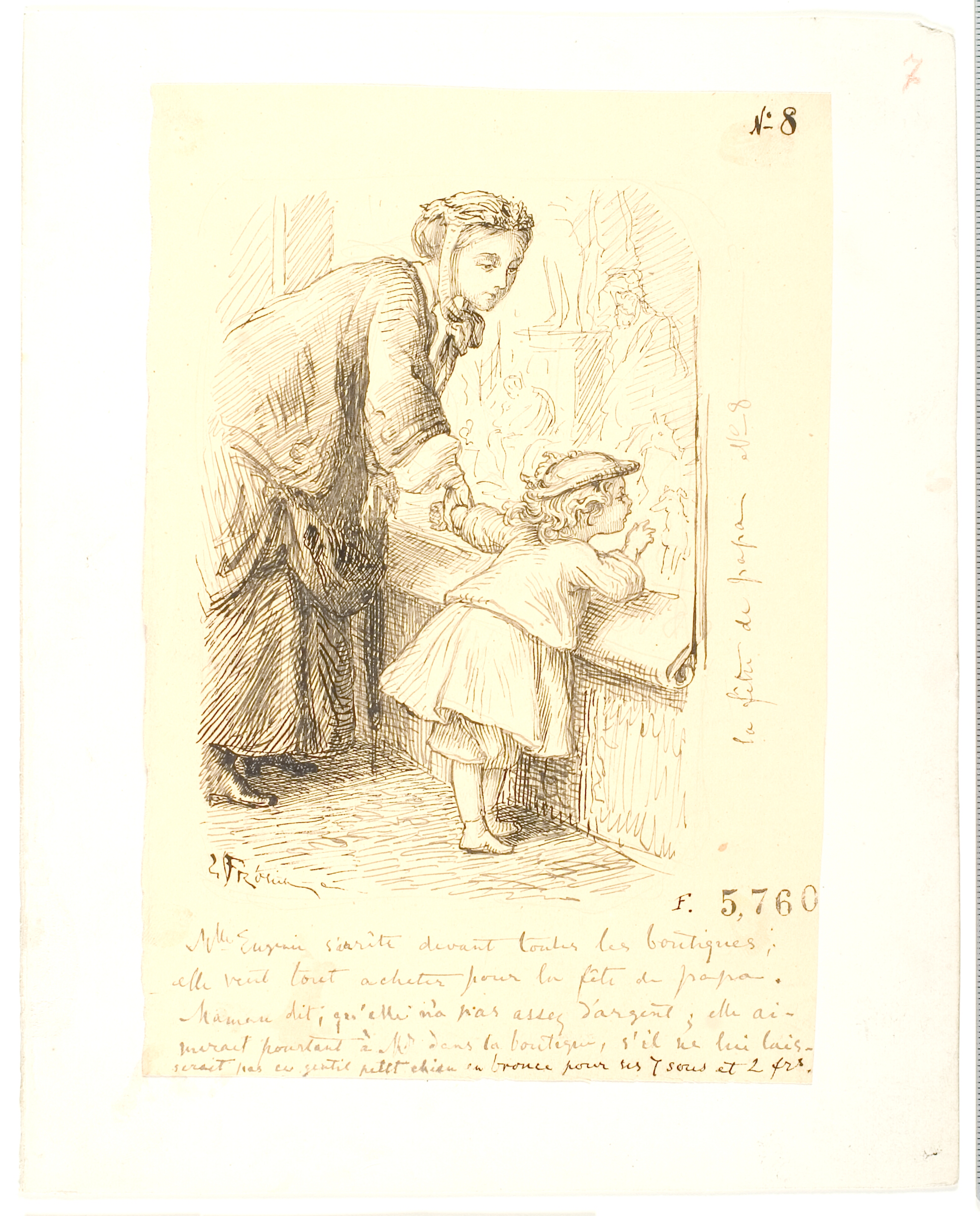 Lille pige og dame ved vindue