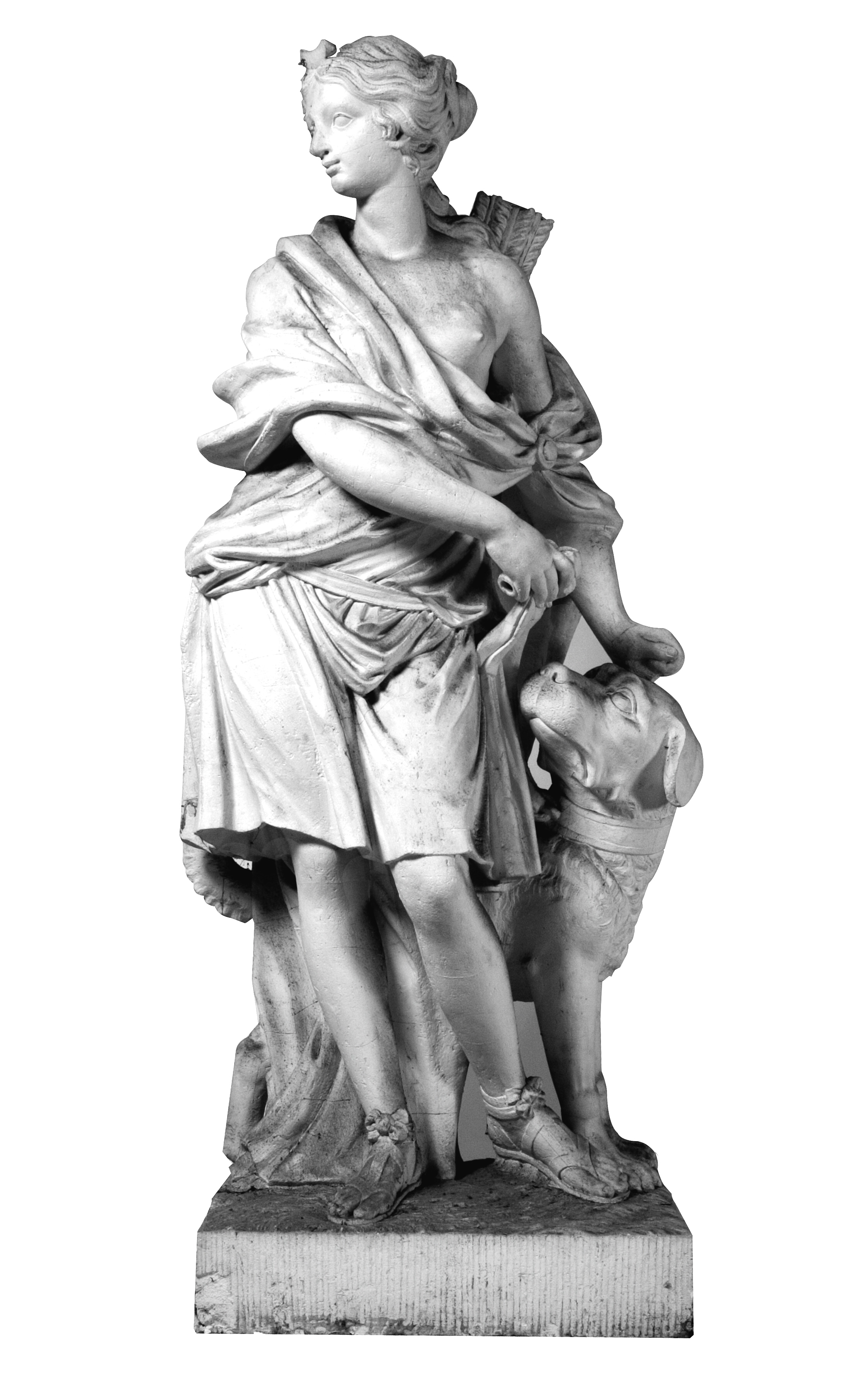 Diana, halvt draperet, fulgt af sin hund