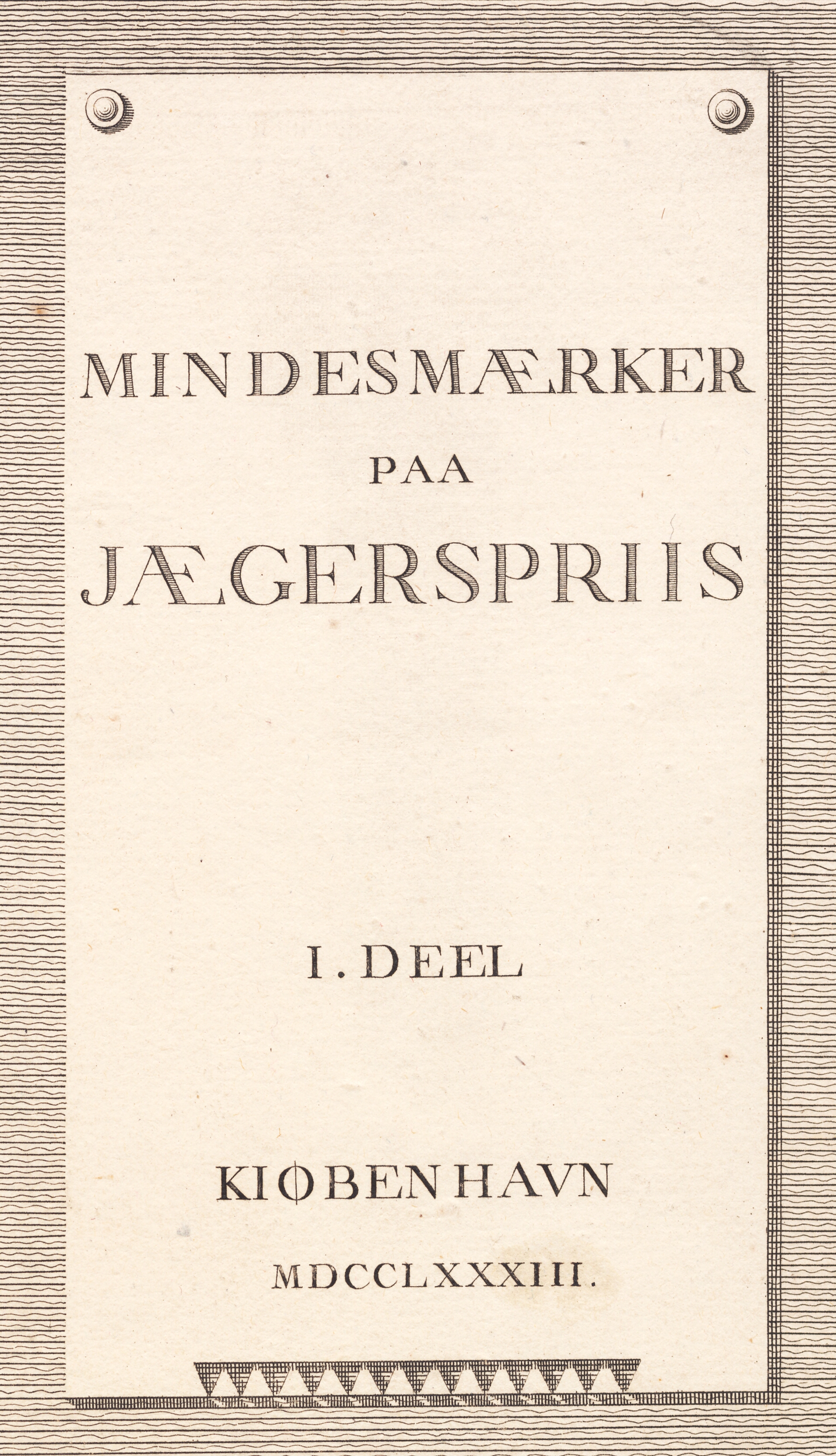 Titelblad til Jægerspris-mindesmærkerne