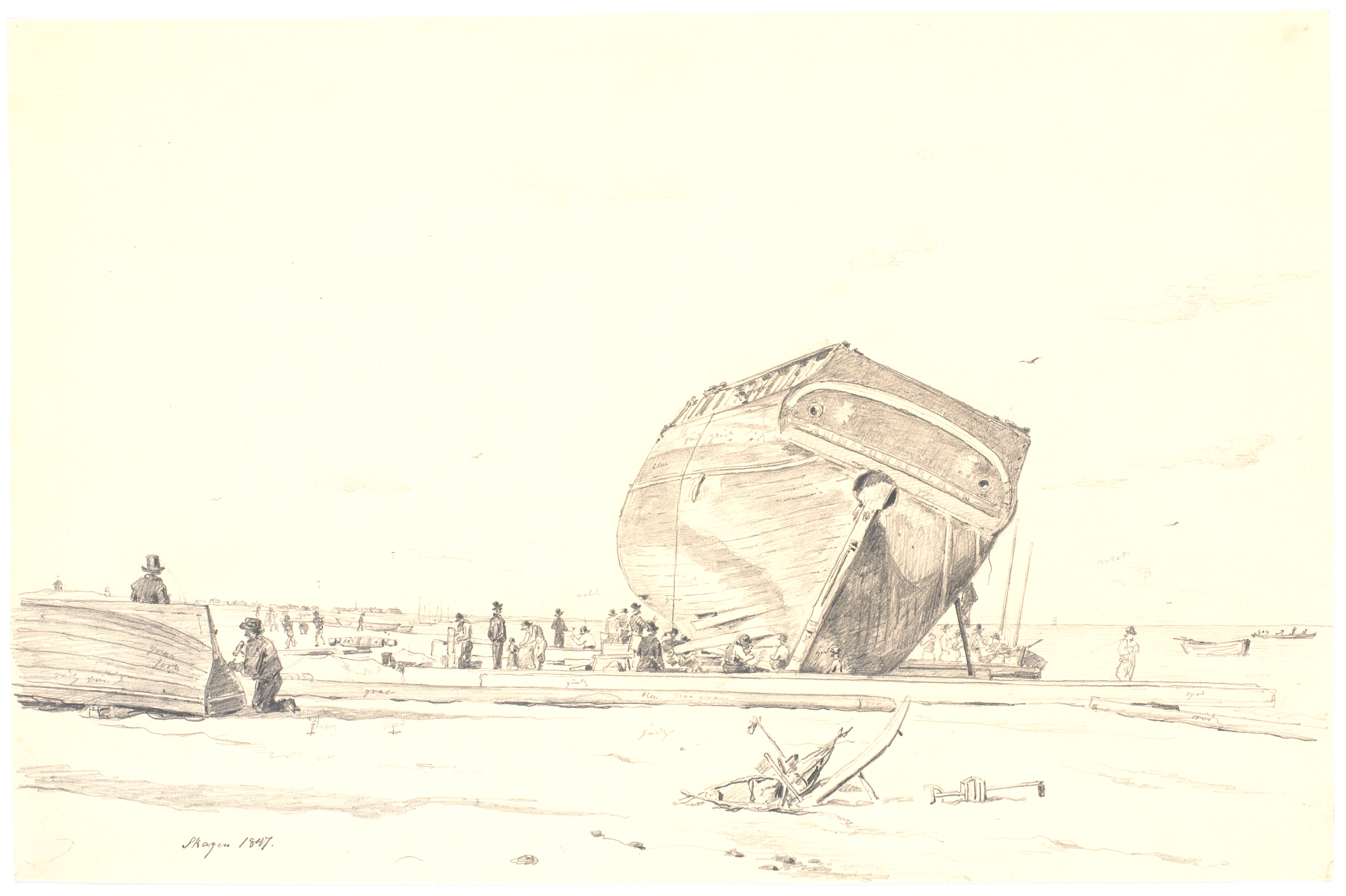 Et skib under kalfatring