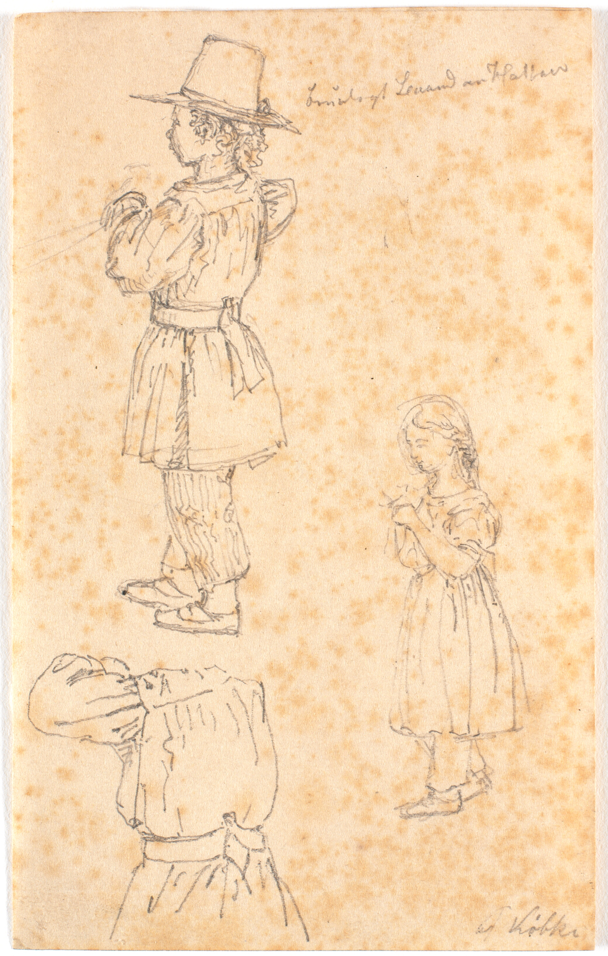 Dreng med stage og strikkende pige