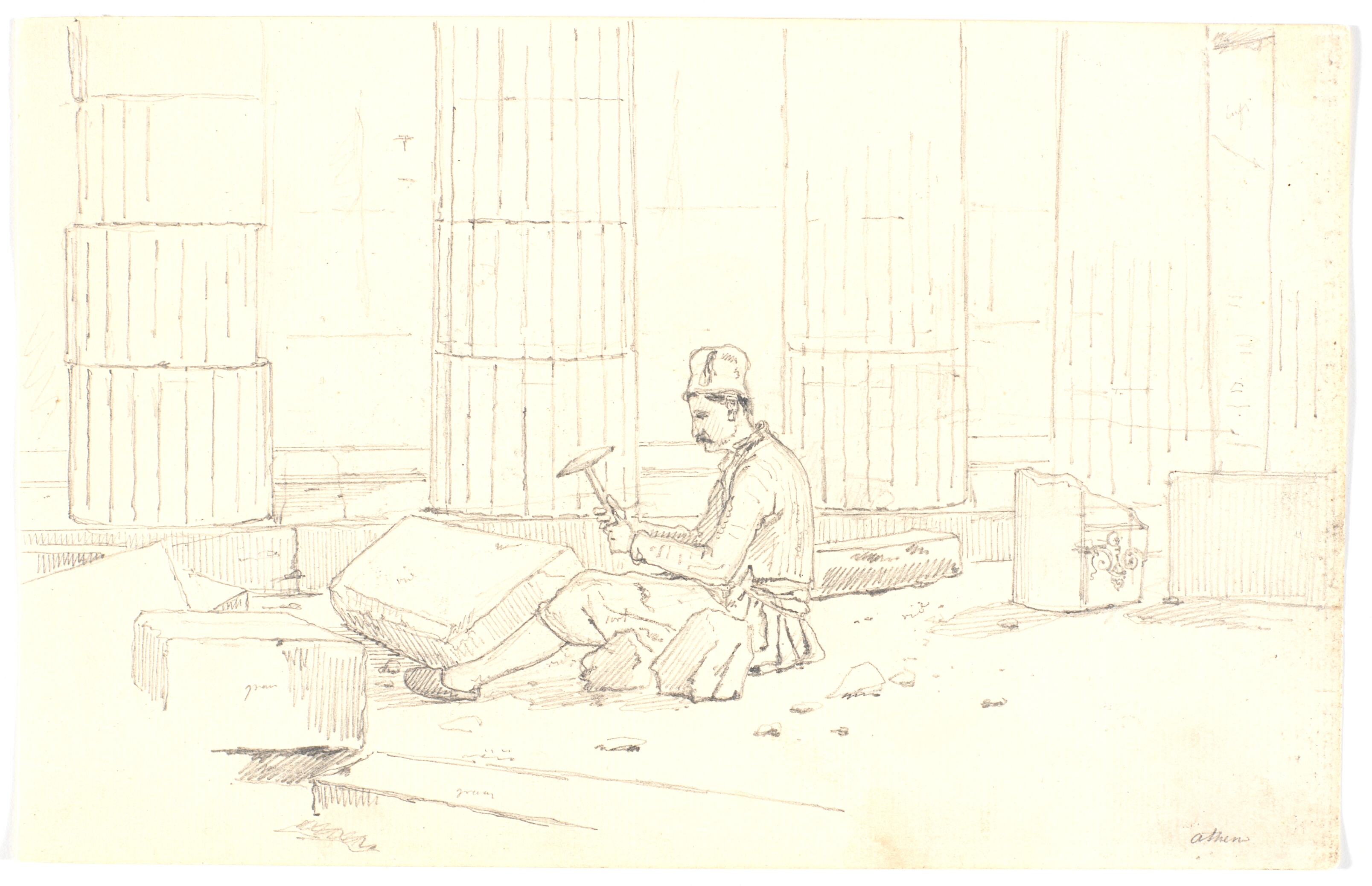 Stenhugger på Akropolis