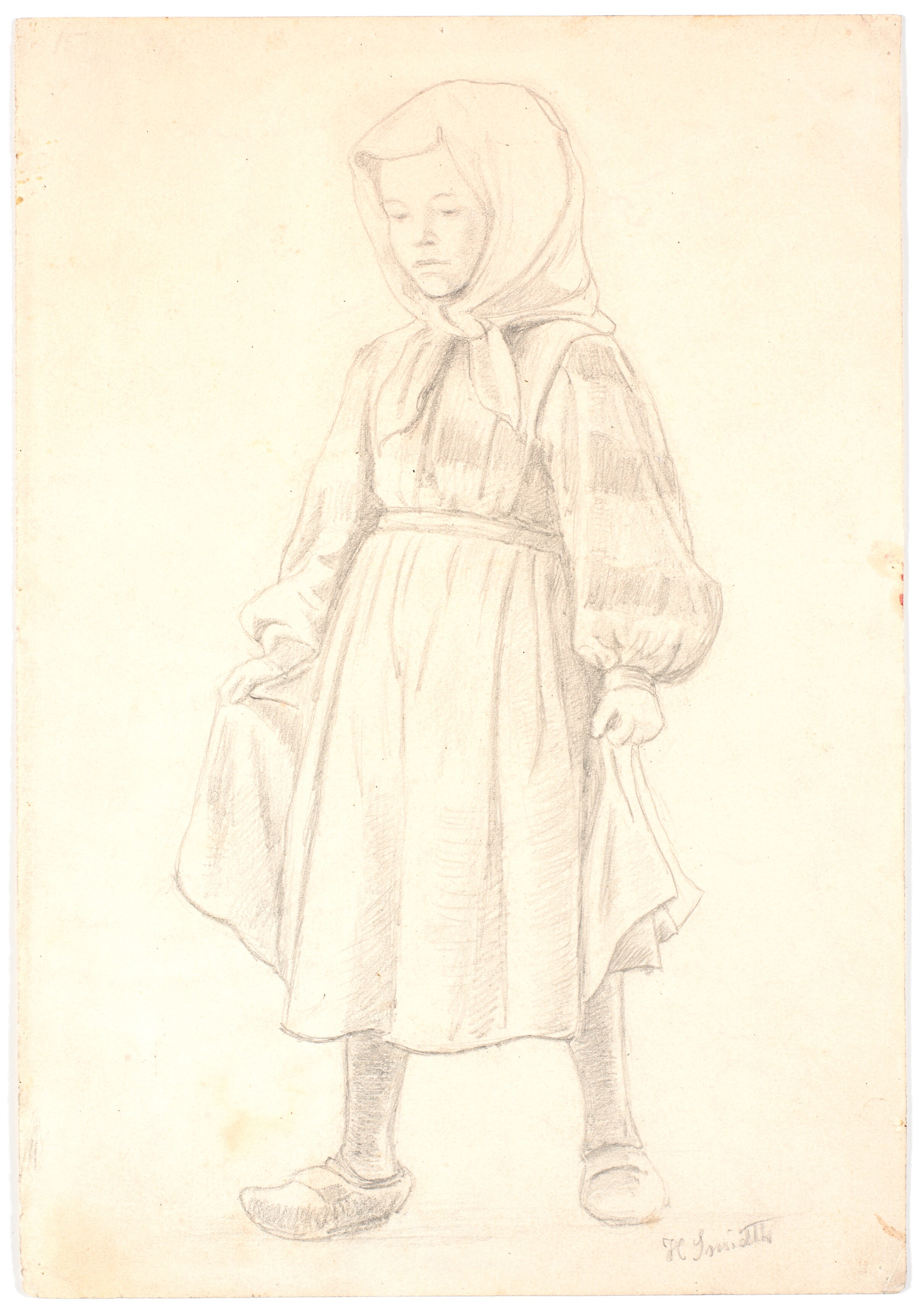 Stående lille bondepige