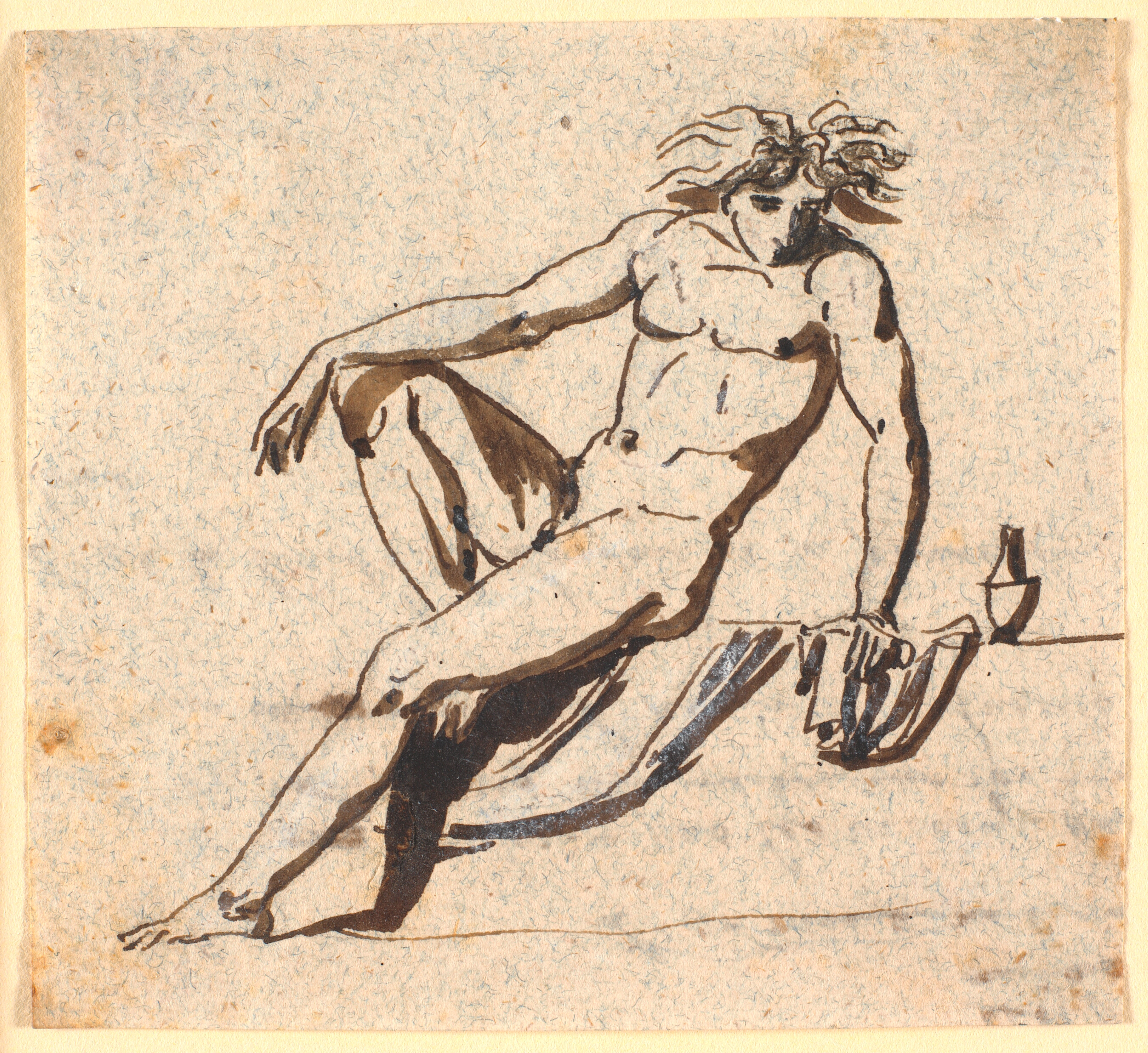 Siddende mandlig model