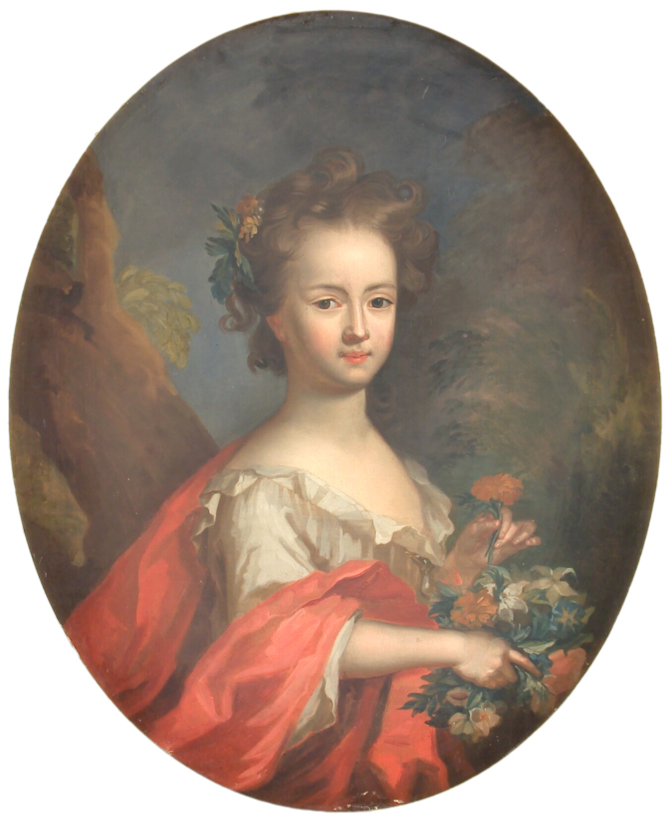 Et barn med blomster