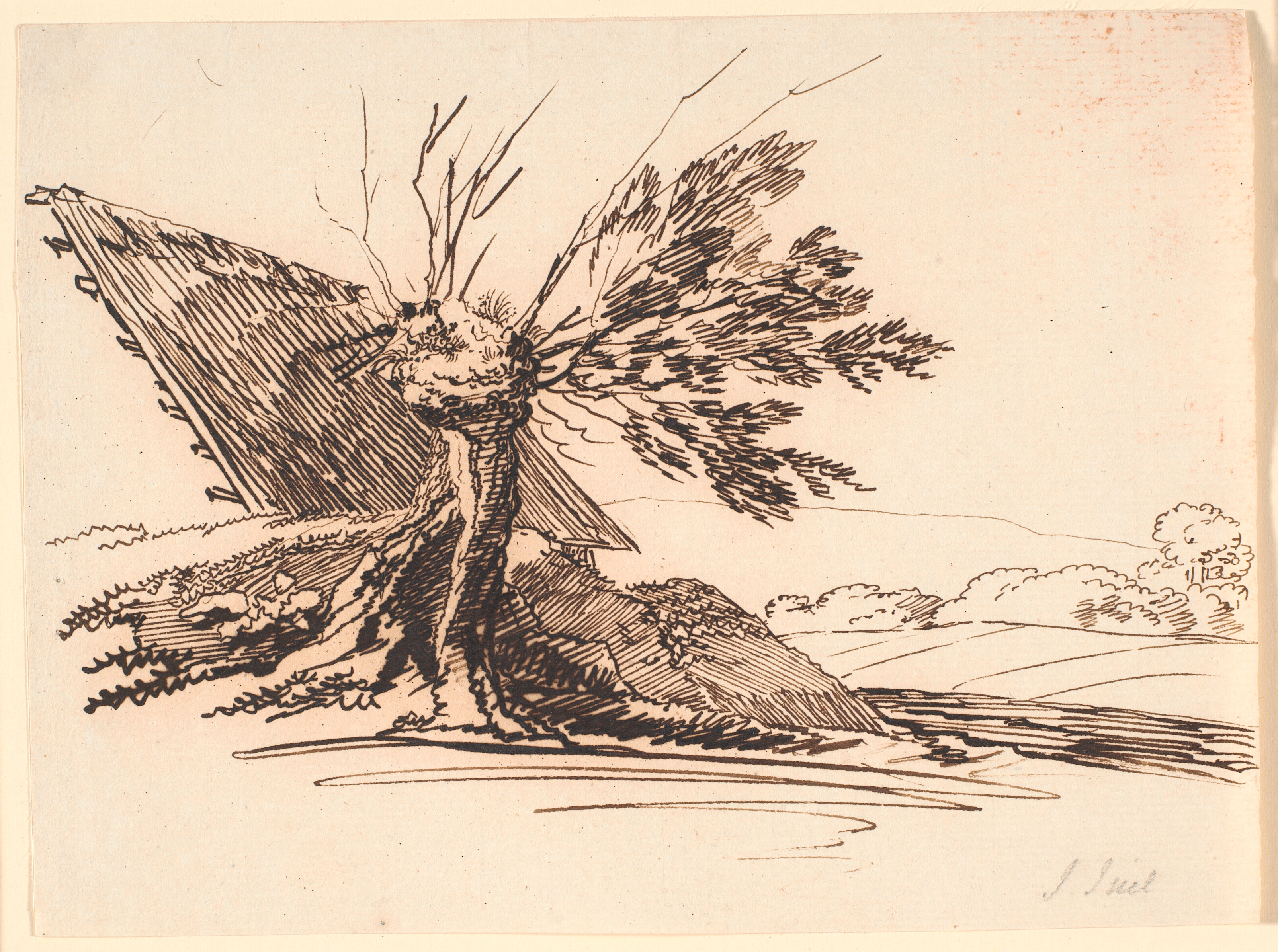 En gammel stynet pil og det halve af en hytte