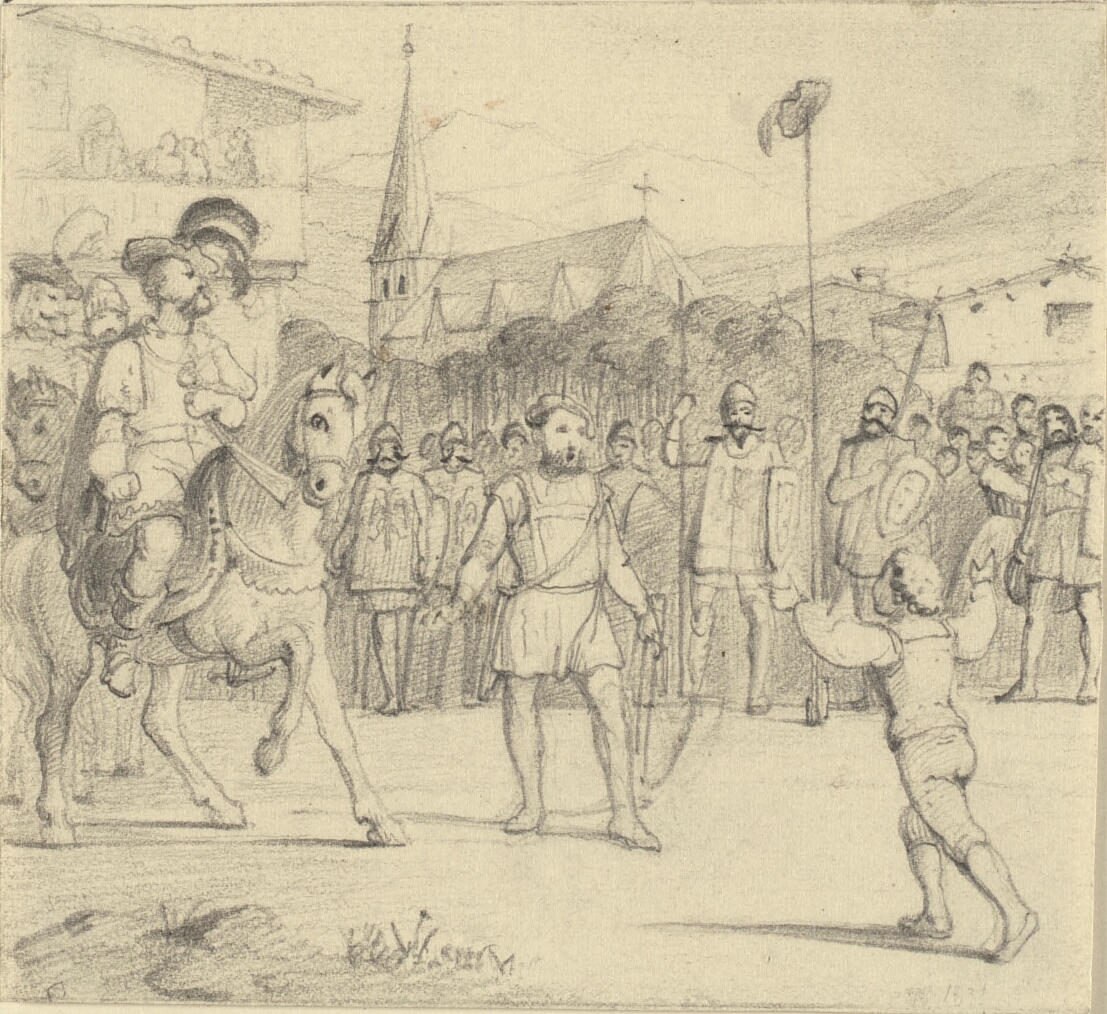 Wilhelm Tell har skudt æblet af sin søns hoved