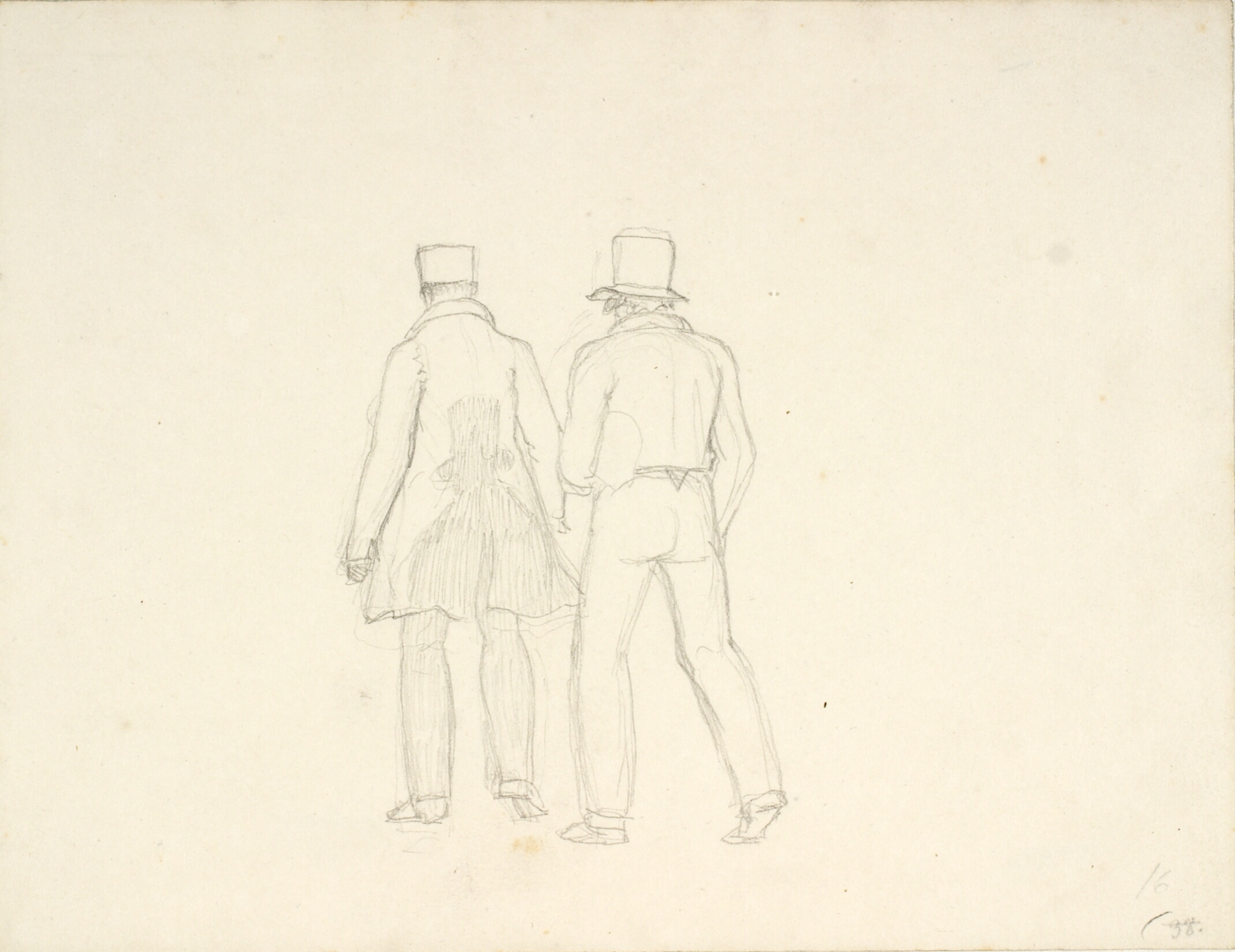 To gående mænd set fra ryggen