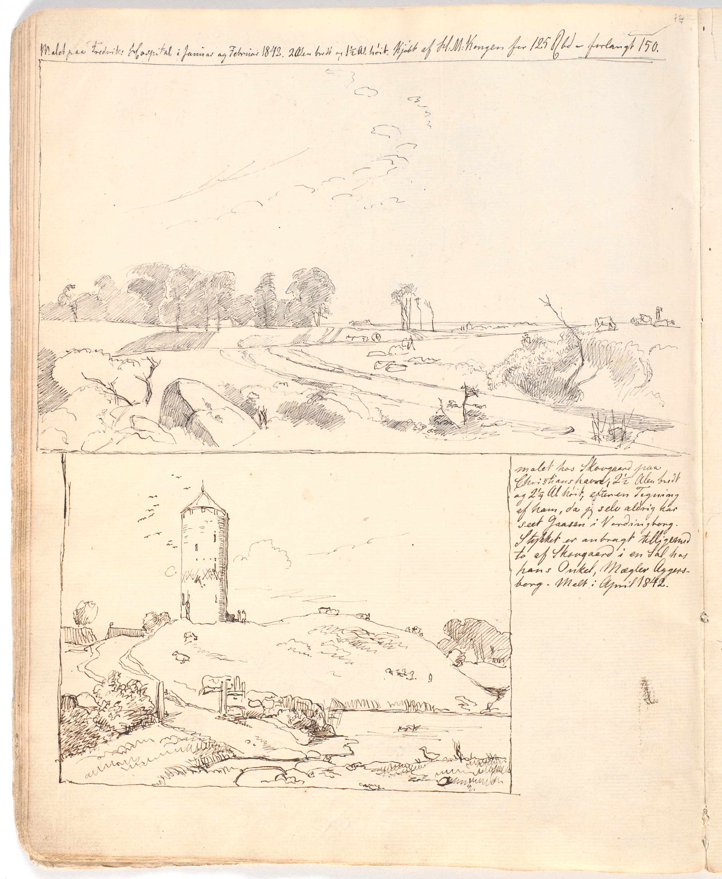 Stensætning ved Rakløv paa Refsnæs. Tegning udført direkte i hæftet side 10