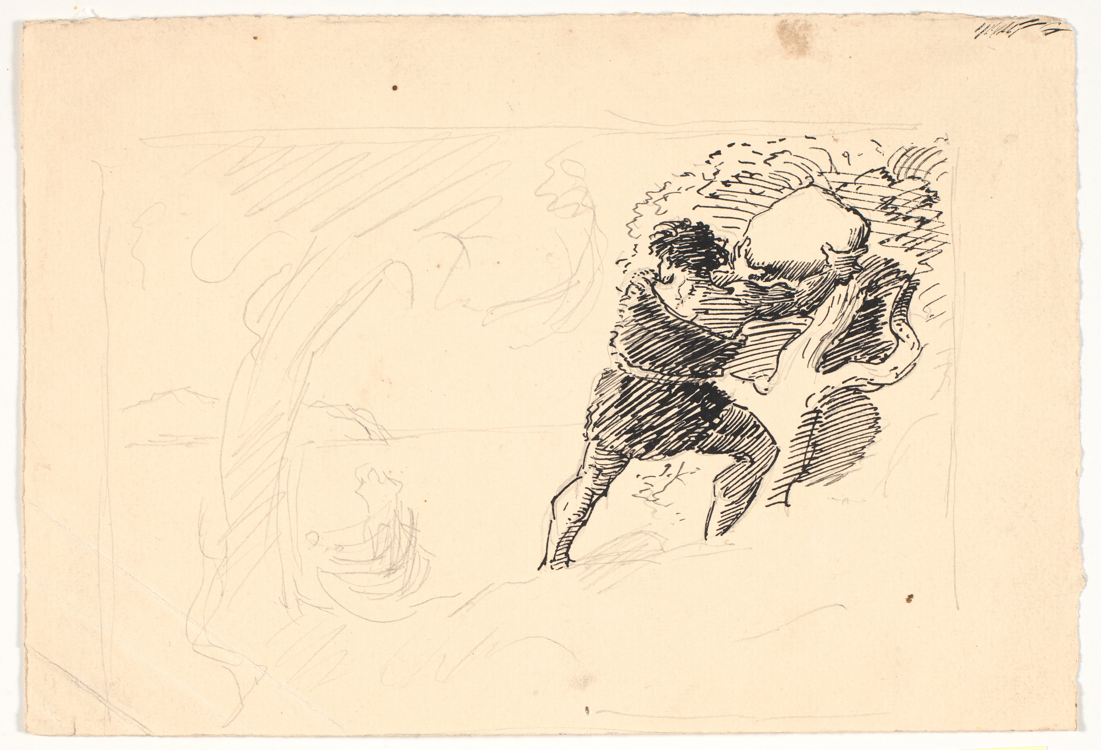 Polyfem kaster sten efter Odysseus' skib