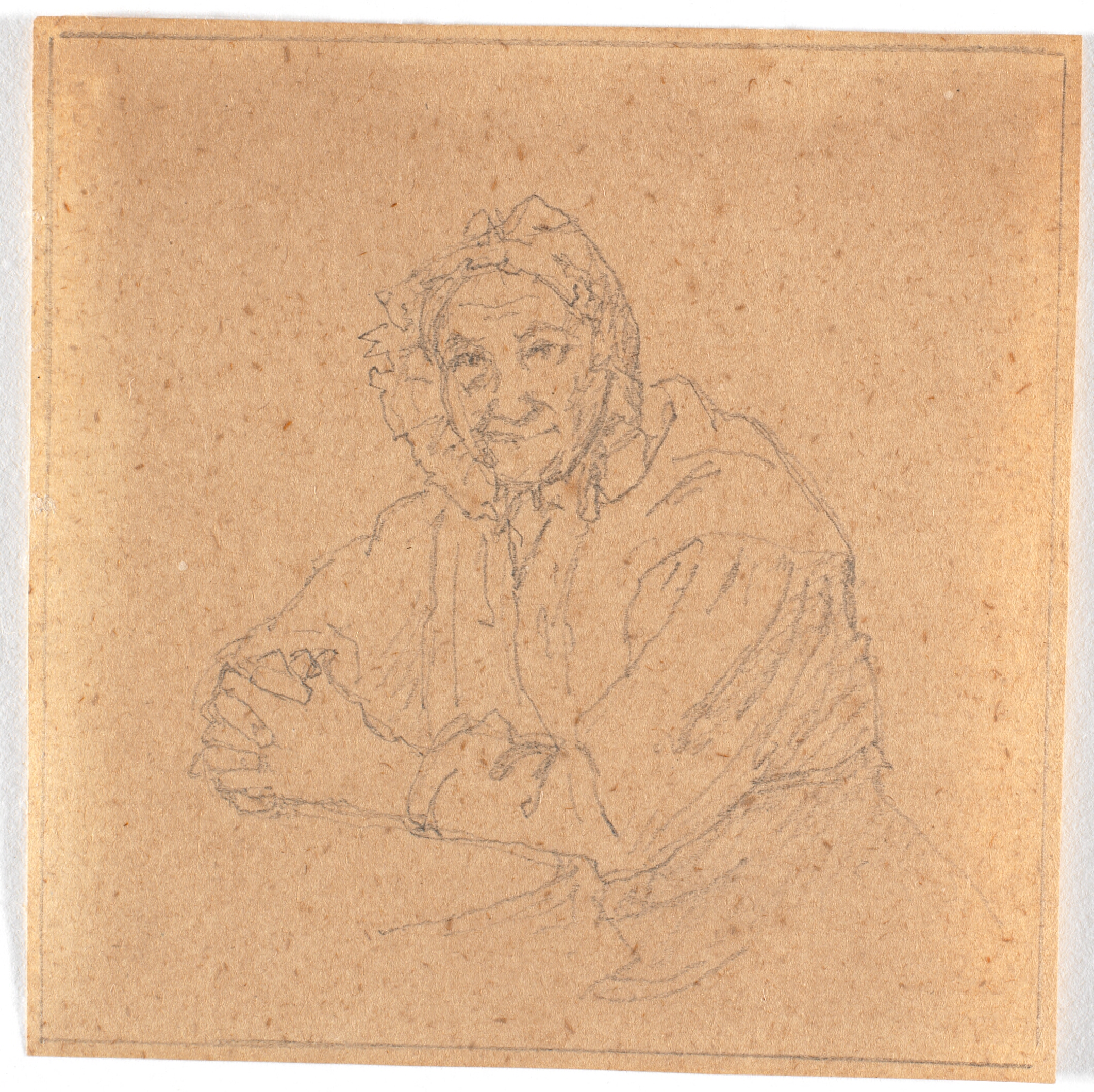 Portræt af kunstnerens åndsvage faster med foldede hænder