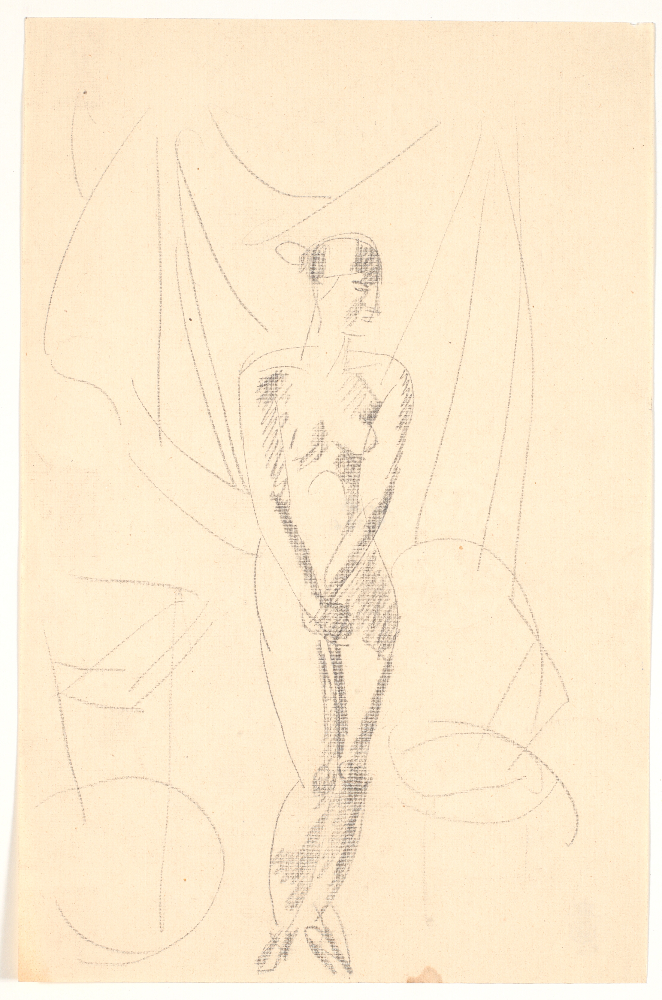 Stående nøgen kvindelig model