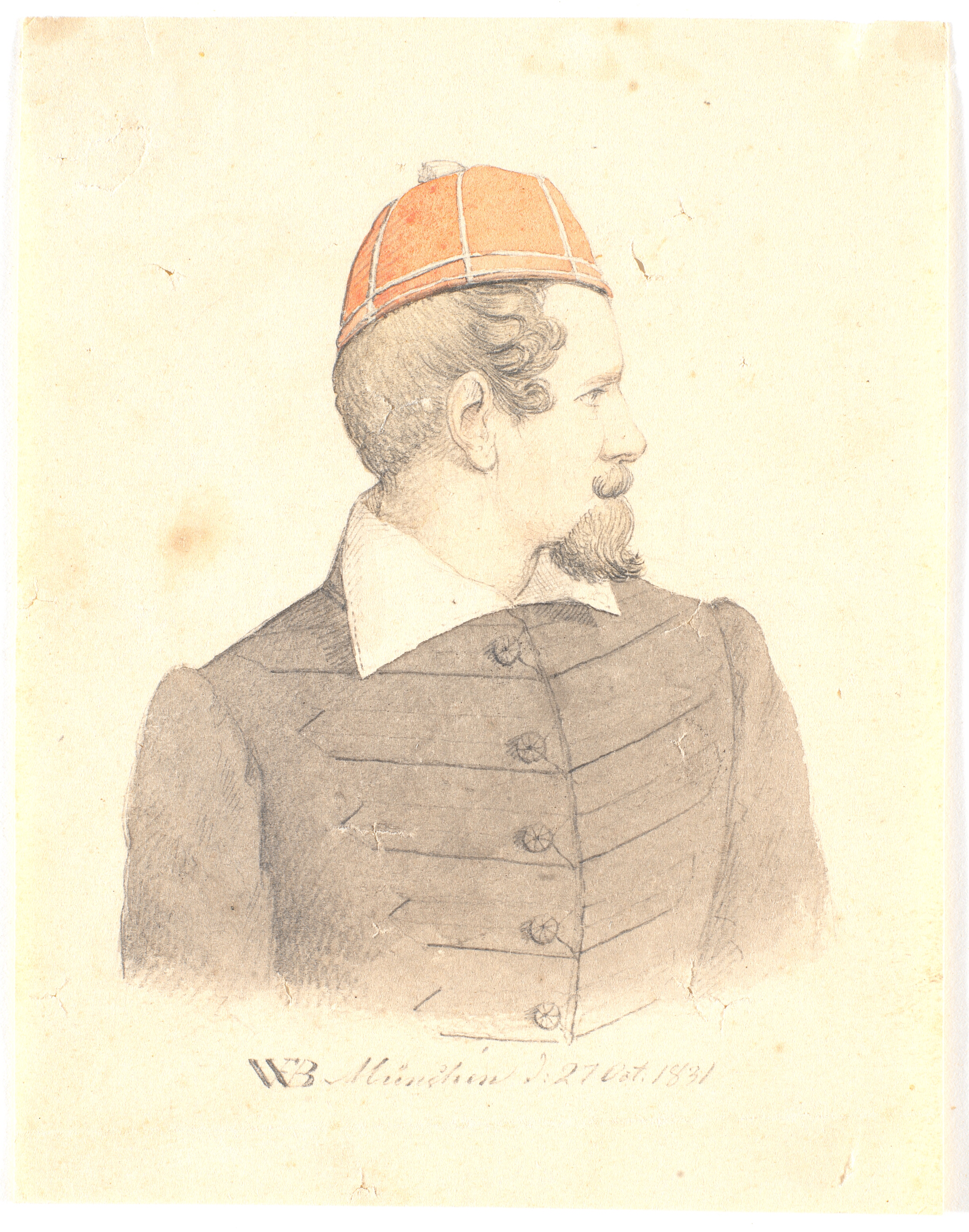 Selvportræt. Brystbillede, profil til højre