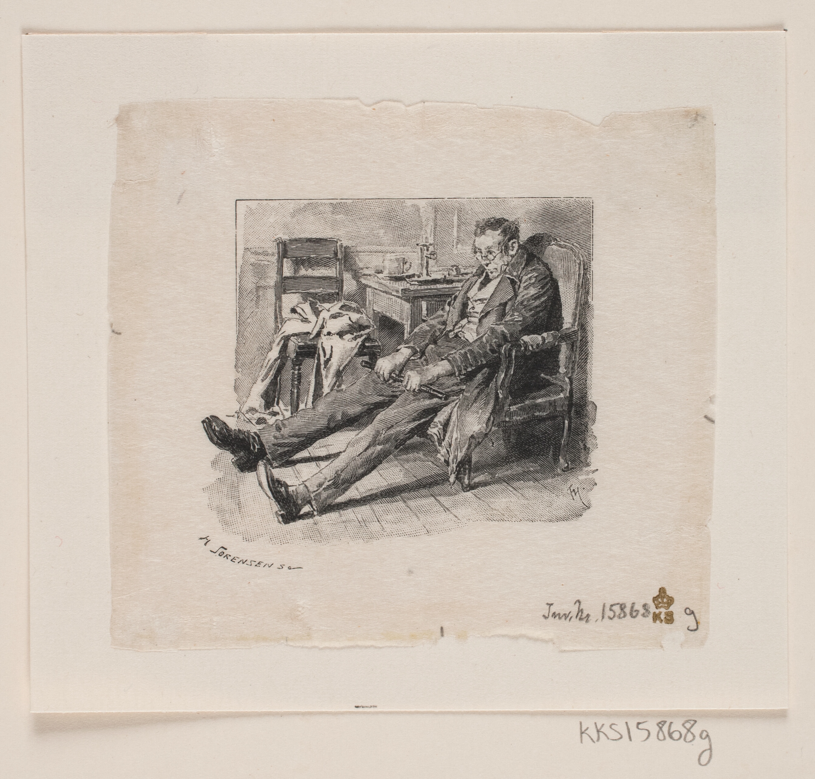 Prøvetryk til illustration til P. M. Møller: "En dansk students eventyr"