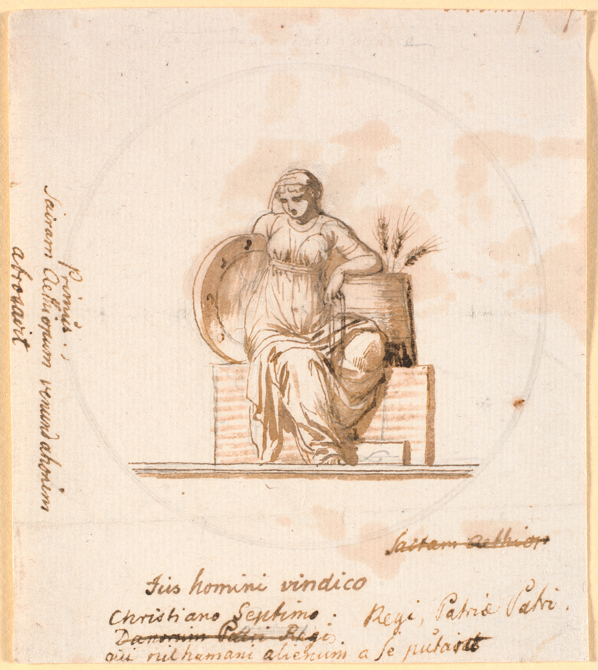 Siddende allegorisk kvindefigur