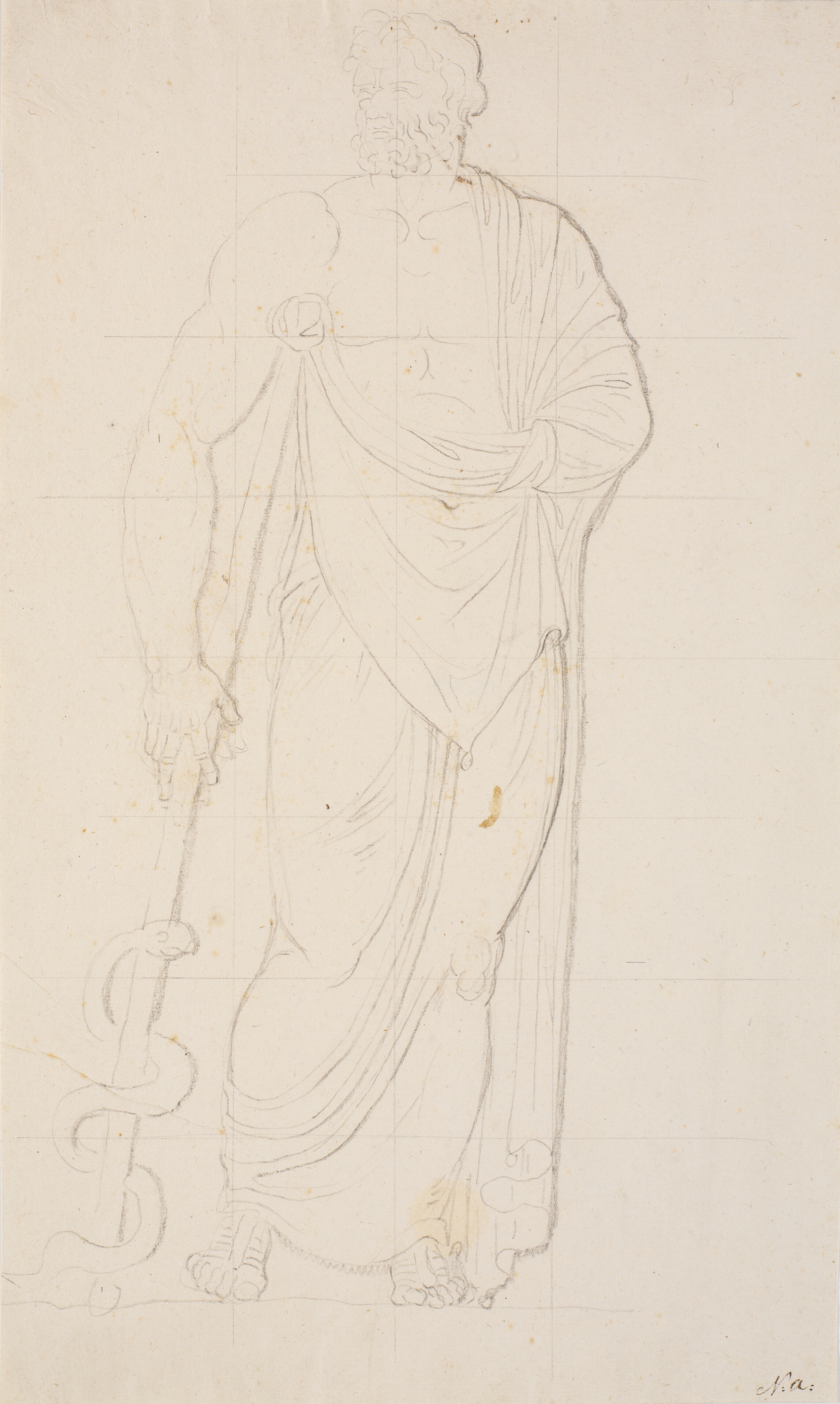 Figuren er placeret i et kvadratsystem til opmåling af proportioner