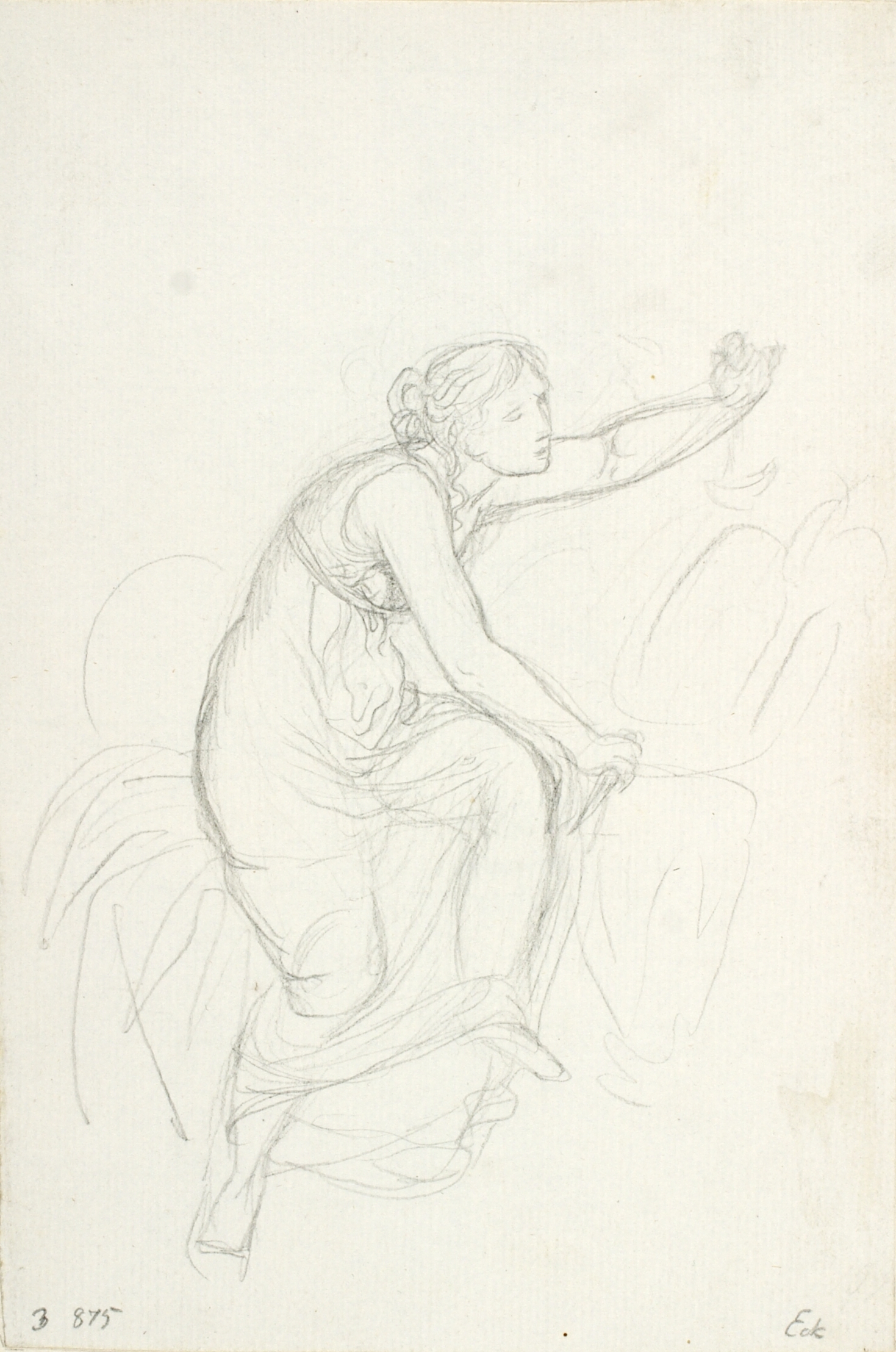 Psyche betragter den sovende Amor, studie til Psyche