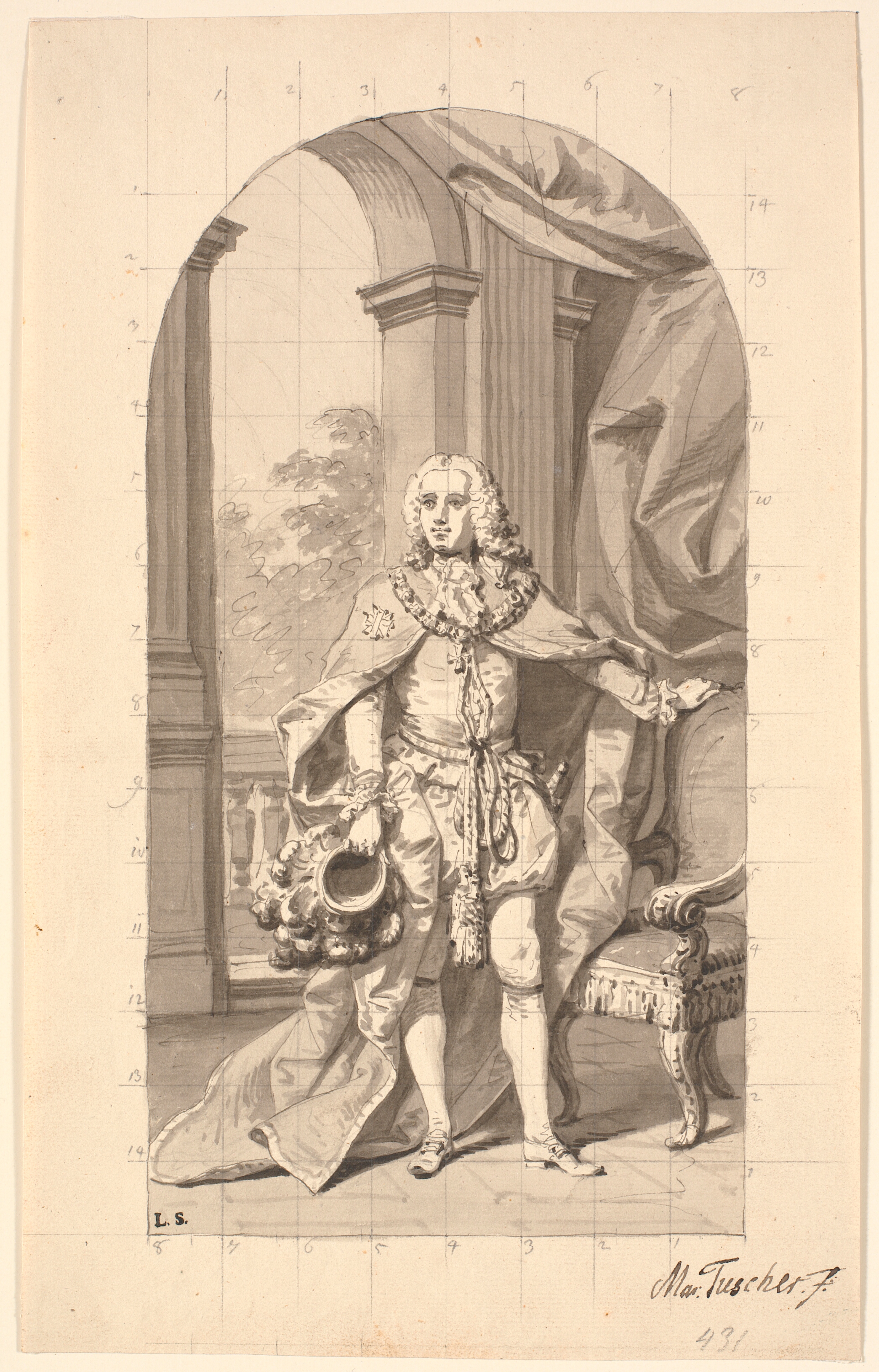 Amtmand "Gehejmeråd i Tønder" Frederik Wilhelm Holstein som dannebrogsridder i ordensdragt