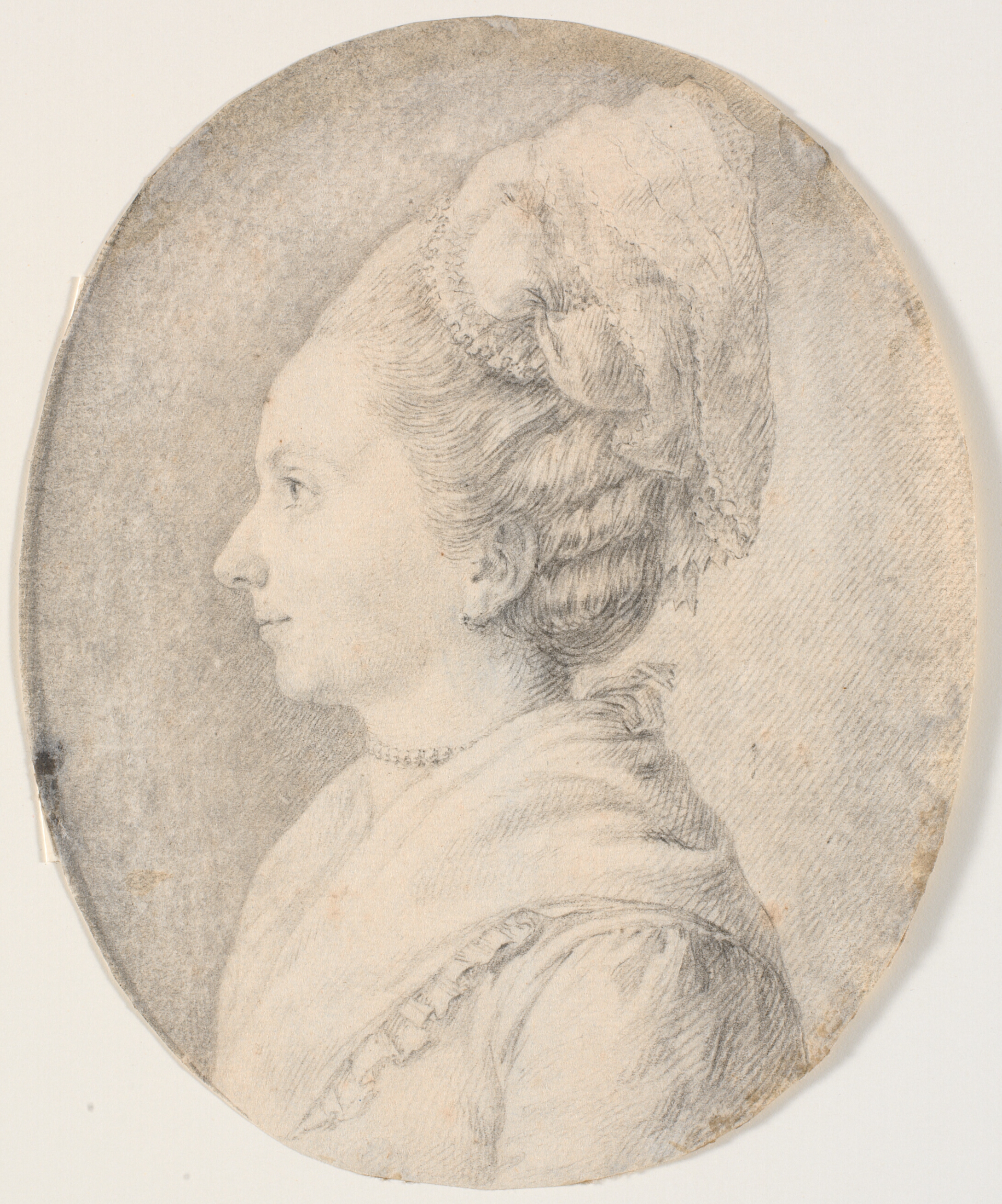 Kvindeportræt. Profil til venstre