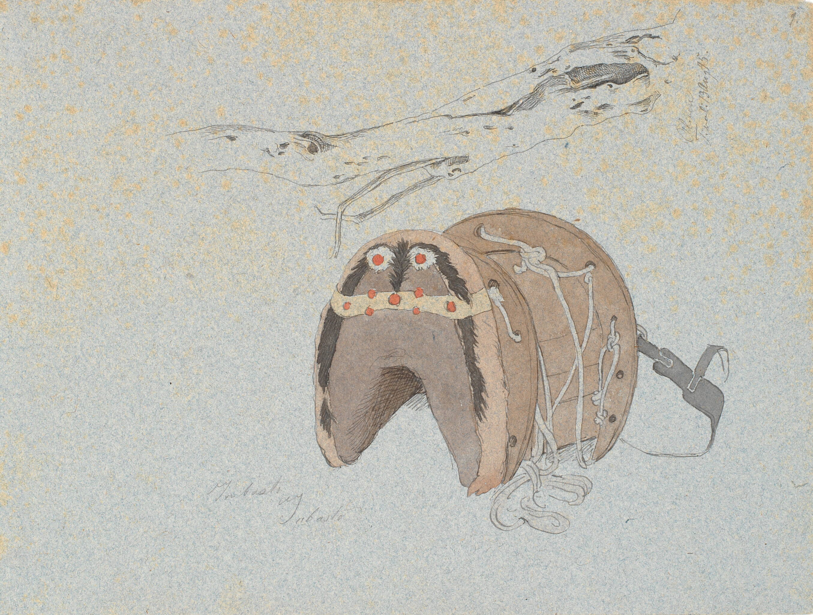 Stamme af et oliventræ og en paksaddel