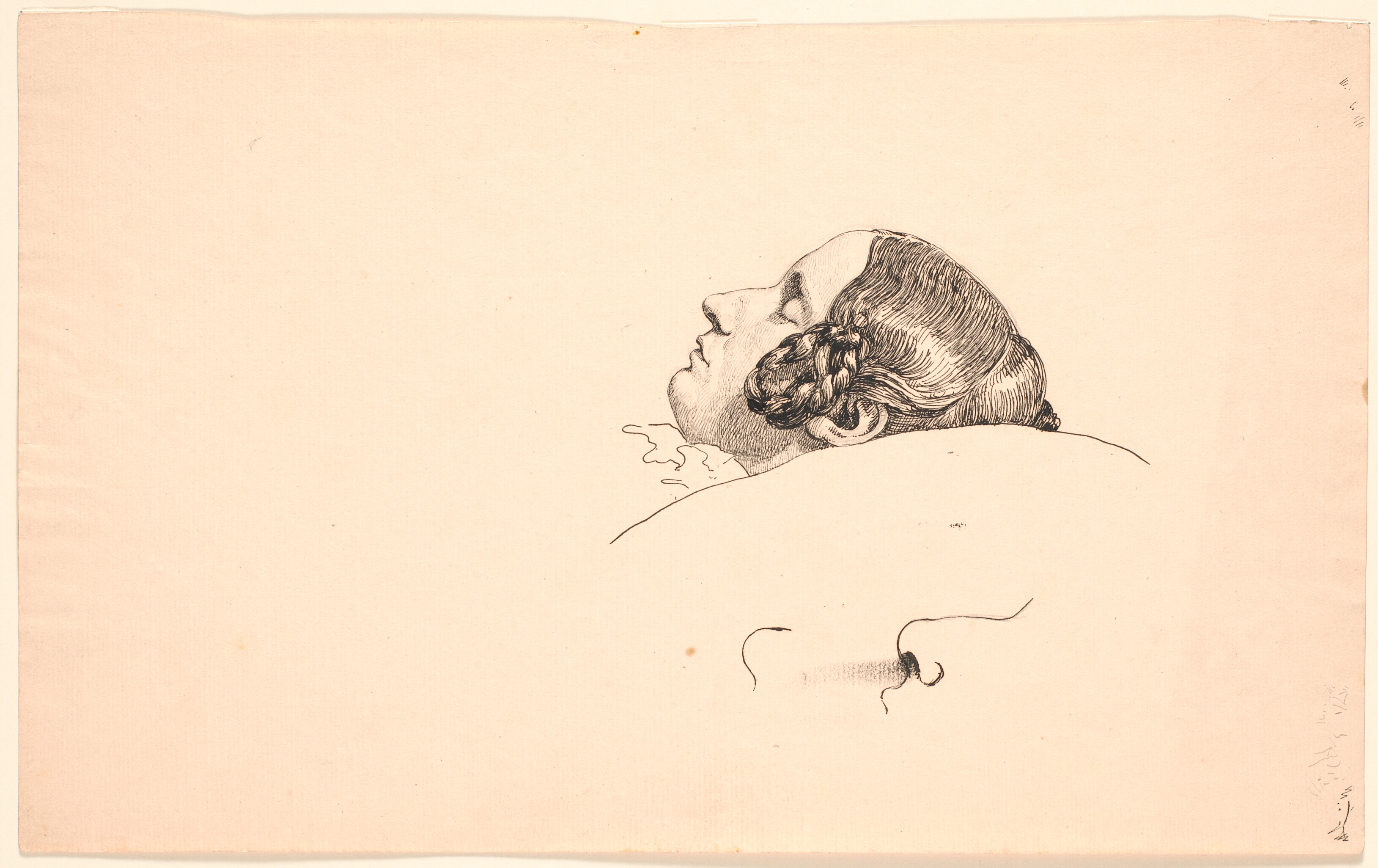 Portræthoved i profil af kunstnerens hustru Georgia Skovgaard, sovende.