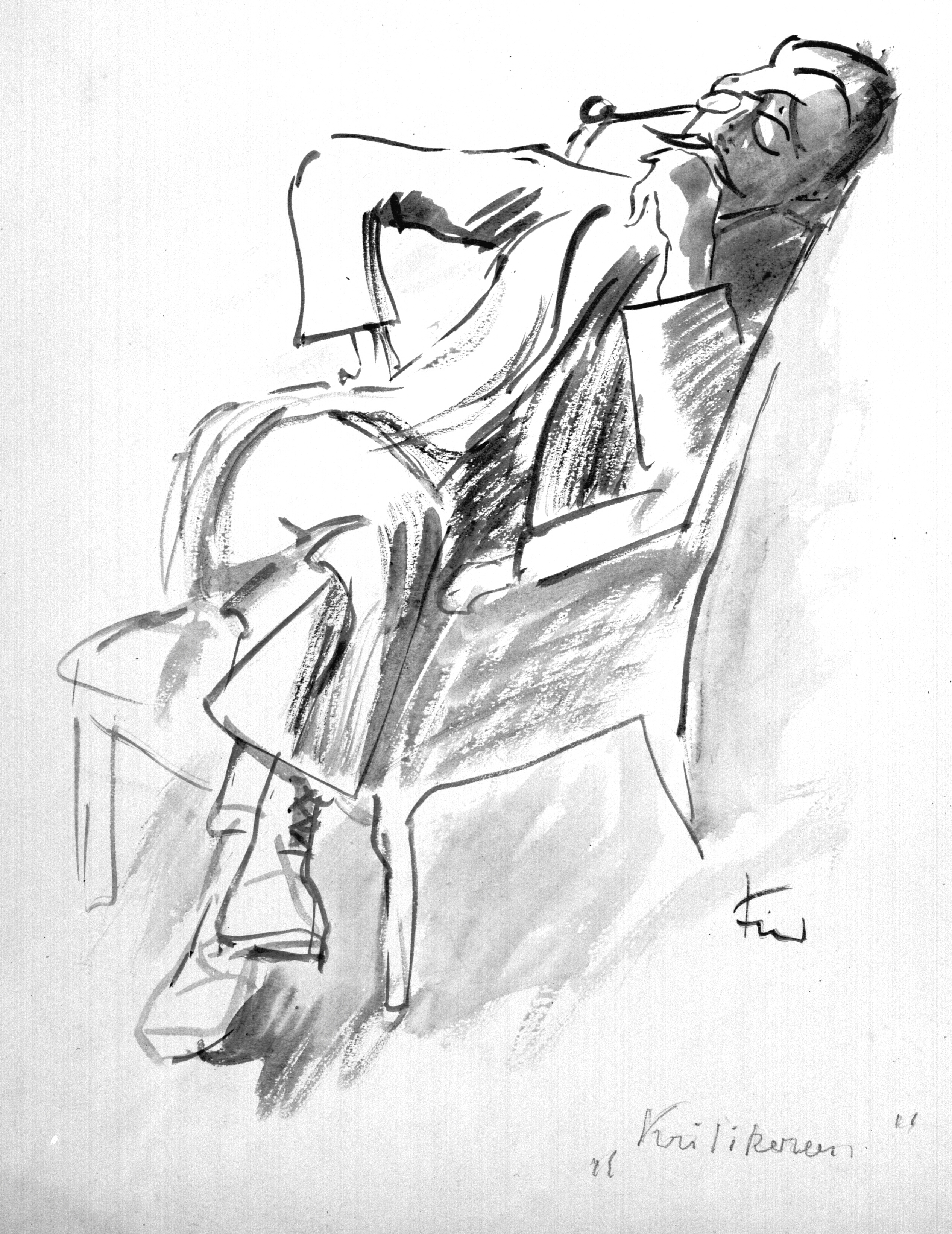 Kunsthistorikeren Carl V. Petersen siddende