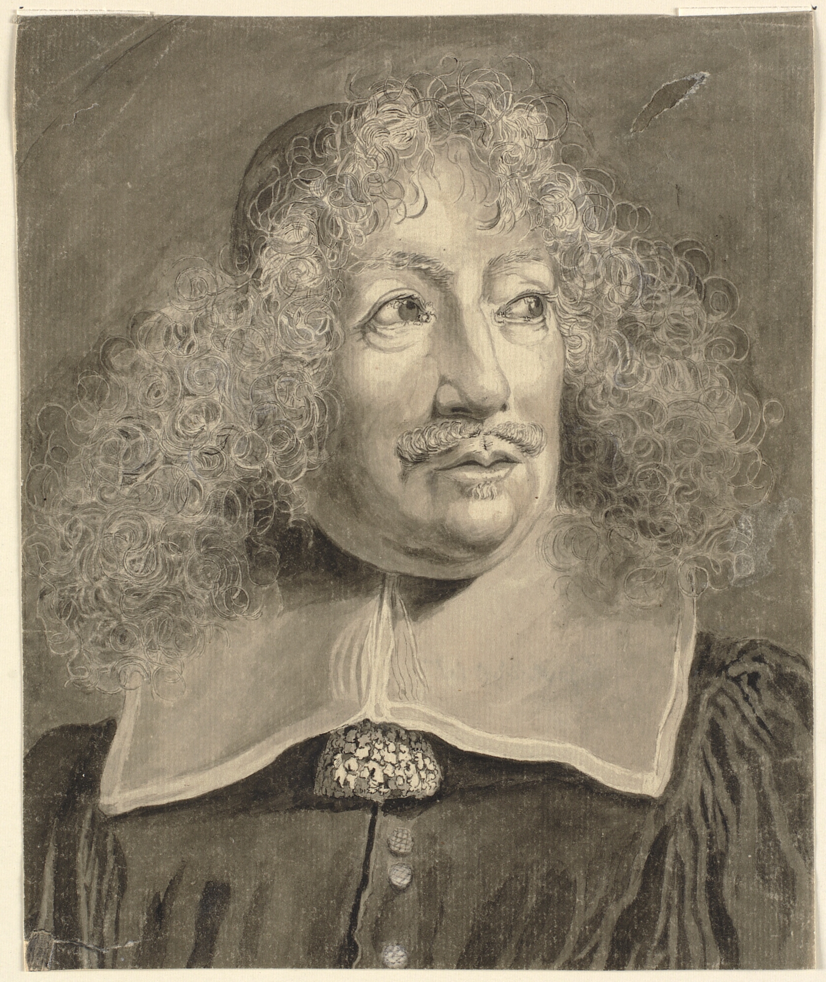 Portræt af en mand. Brystbillede. Kopi efter et grafisk blad fra det 17. årh.