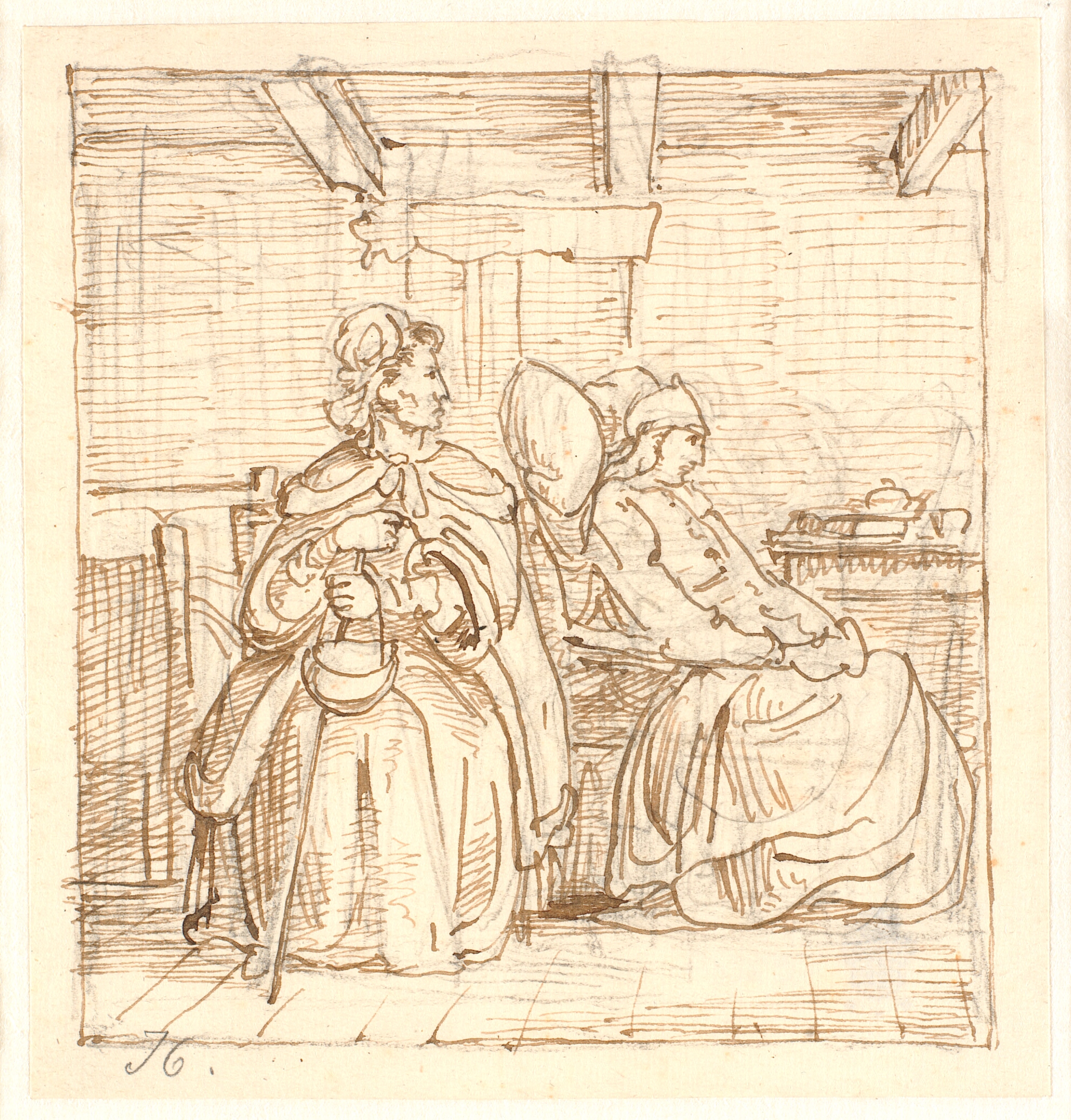 Ewald får i Rungsted, i lukket interiør, besøg af sin hårdhjertede moder