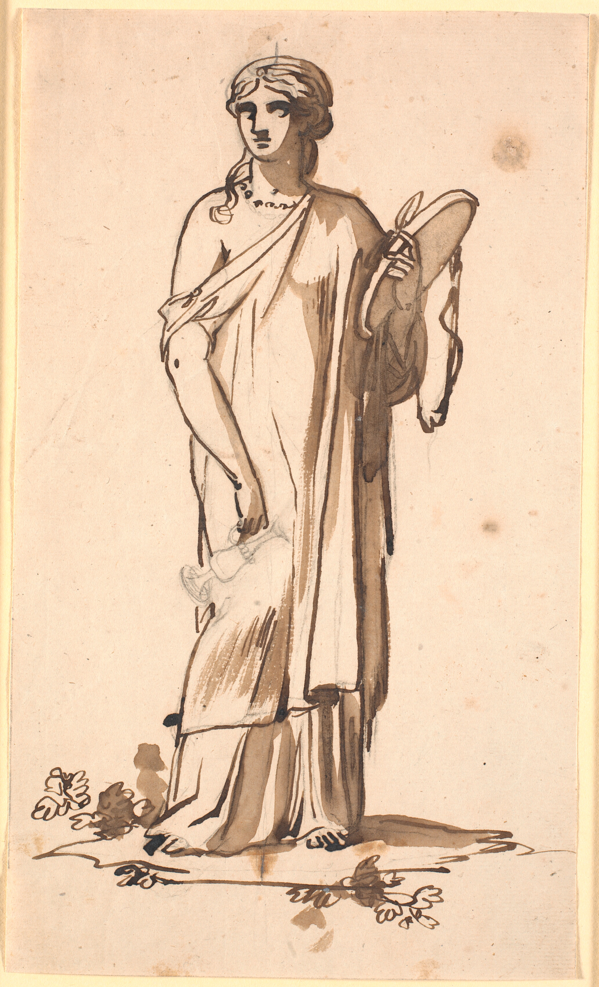 En kvindefigur med en kande i højre hånd