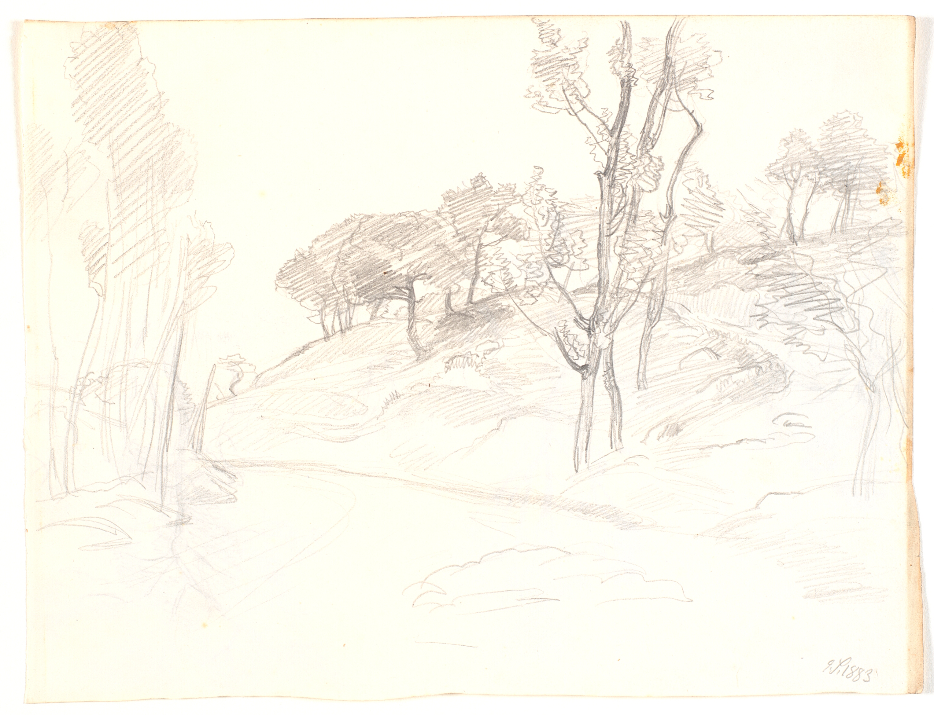 Italiensk landskab med en vej