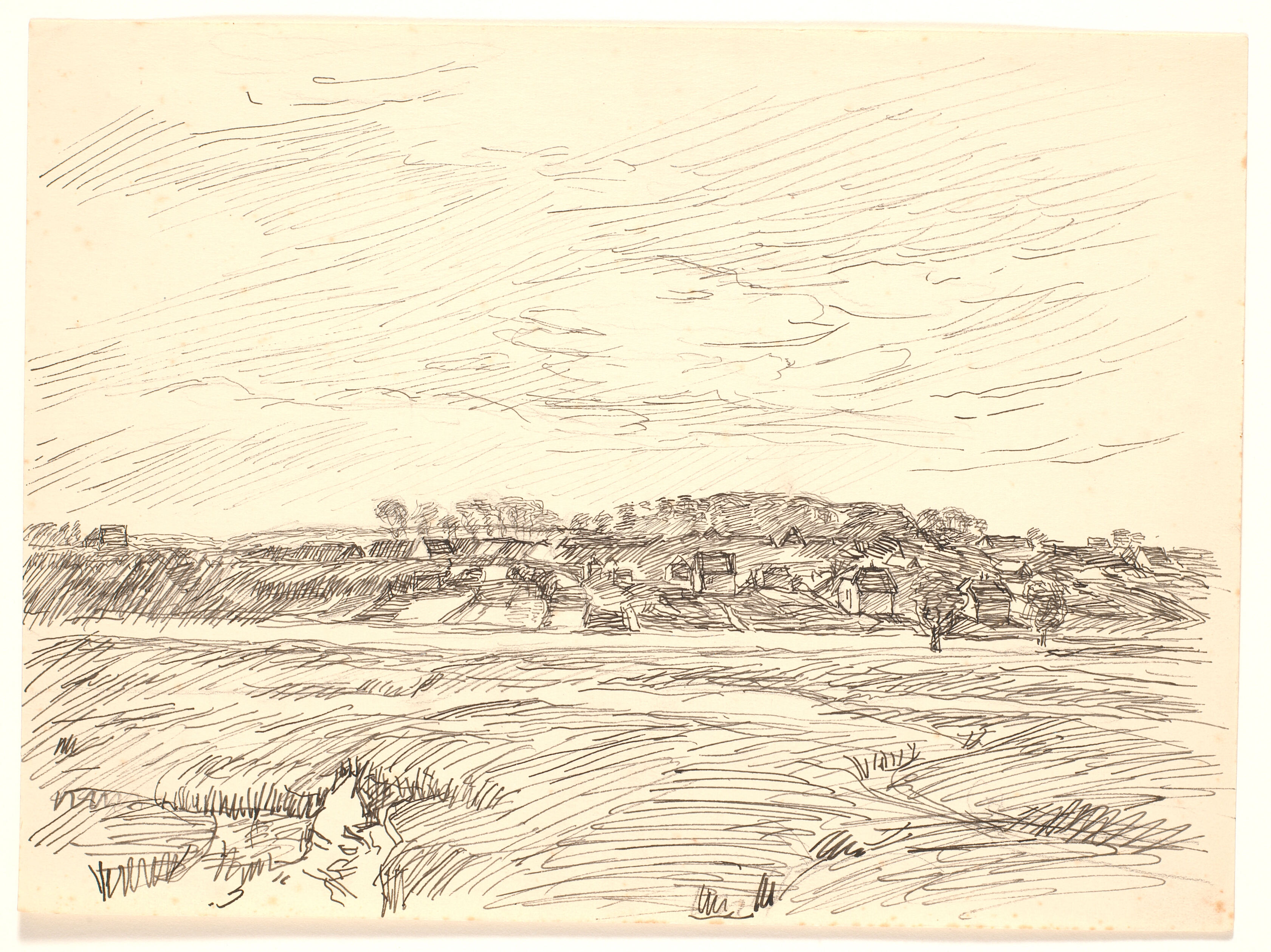 Landskab med landsby