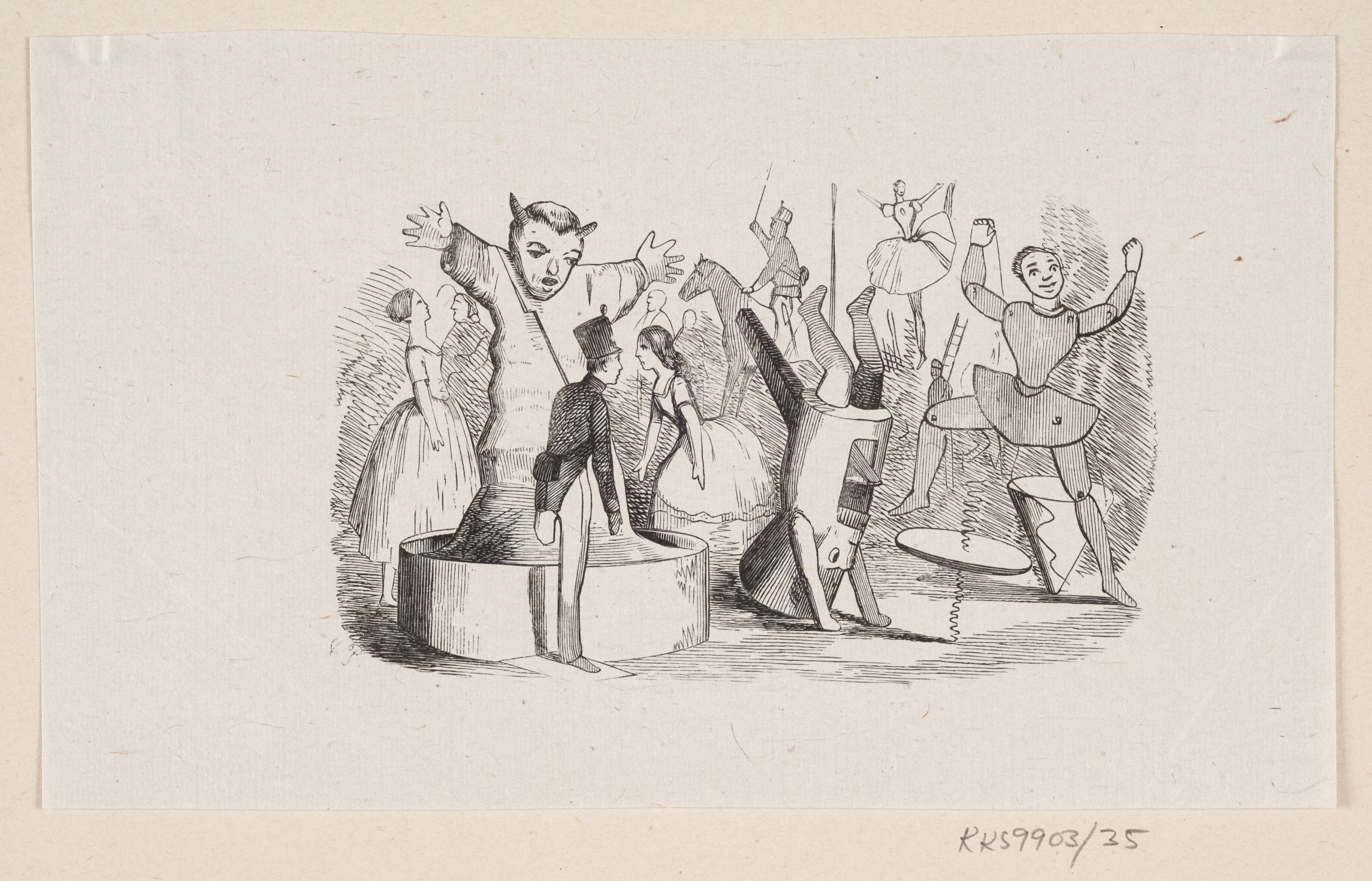 Illustration til "Den standhaftige Tinsoldat" i H.C. Andersen, "Eventyr og Historier", Bind 1