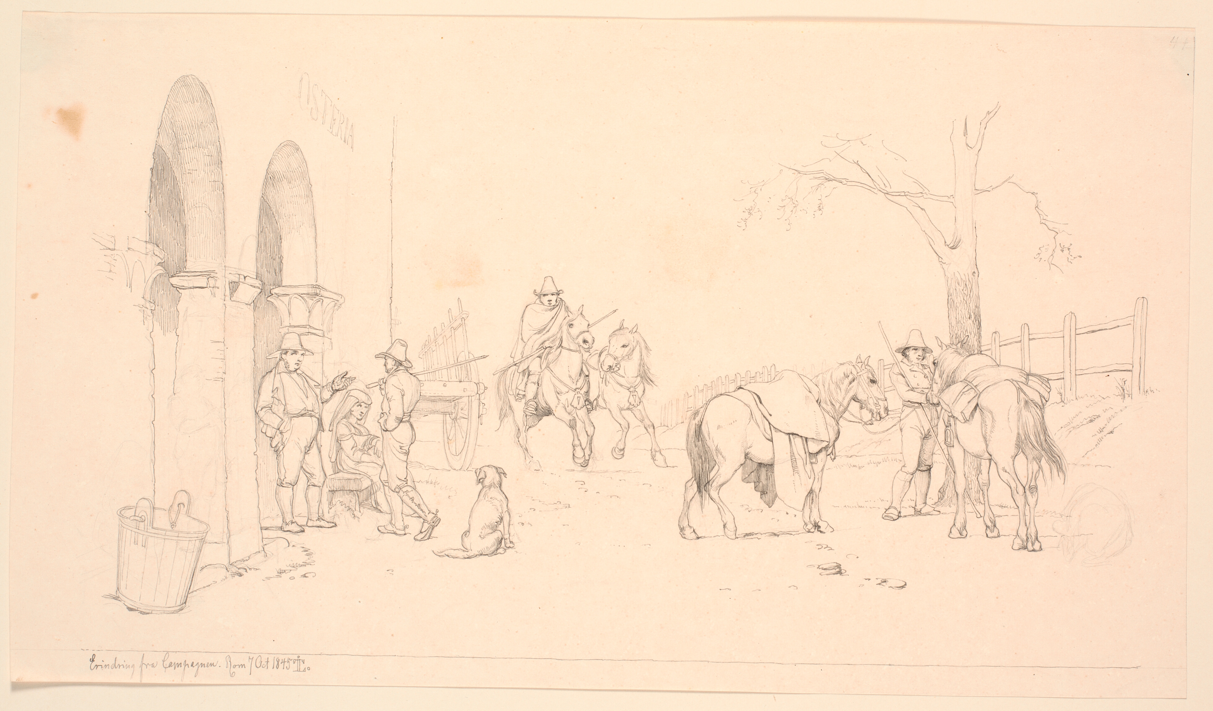 Campagnoler udenfor et osteri