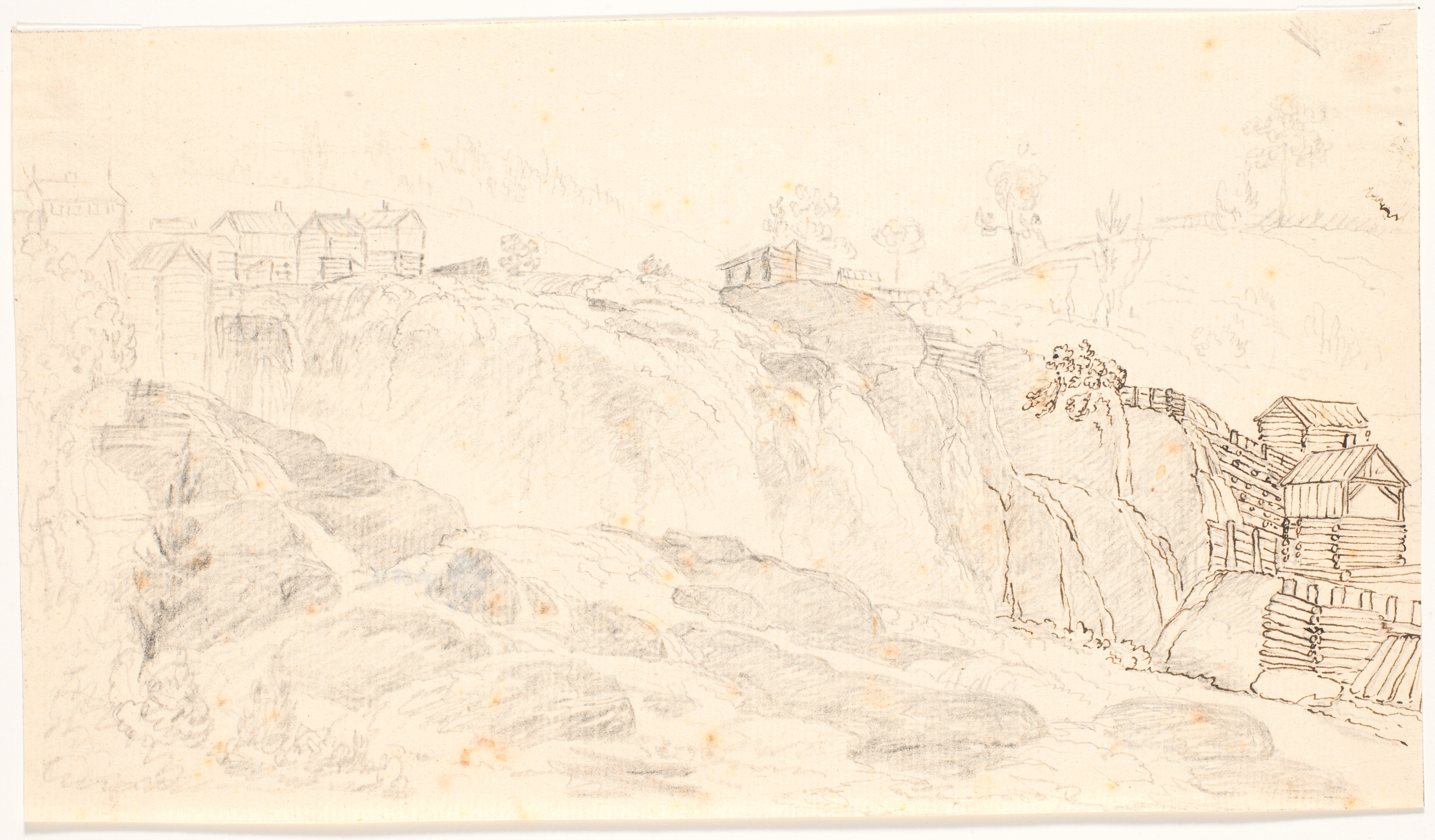 Hougfossen ved Blaa Farve Werket paa Modum