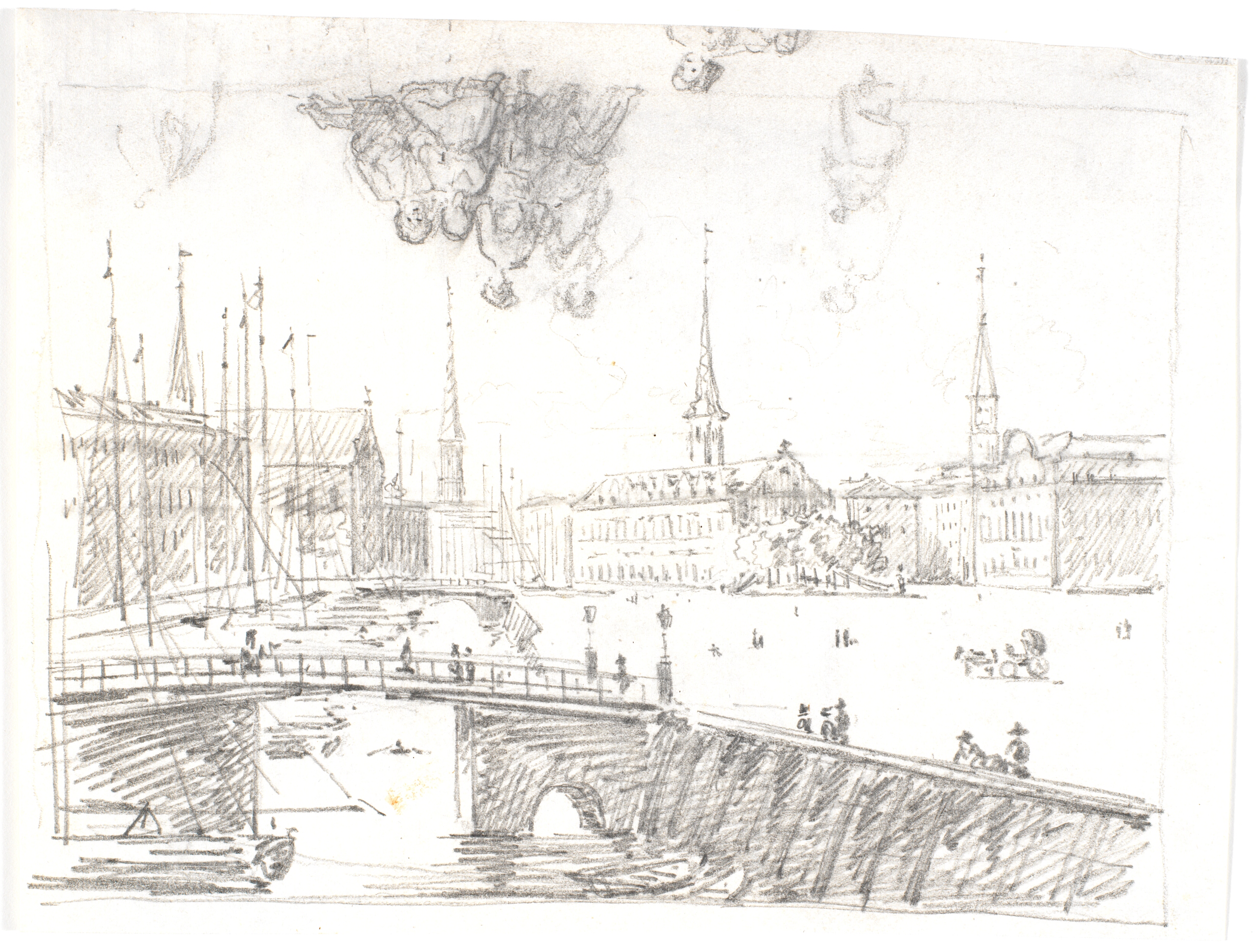 Udsigt fra Gl. Strand over Højbro til Børsen