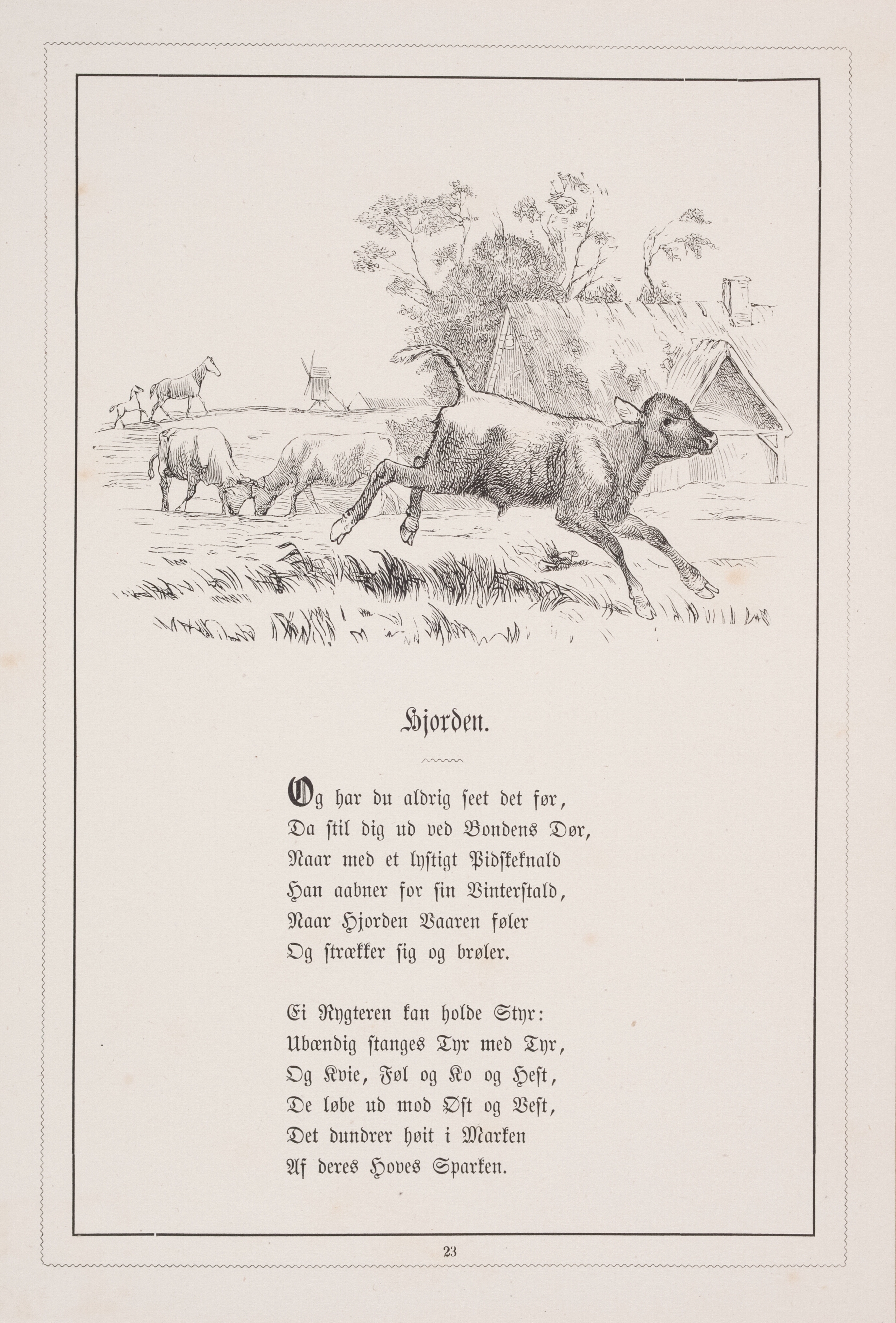 Hjorden. Illustration til H.V. Kaalund, "Fabler for Børn"