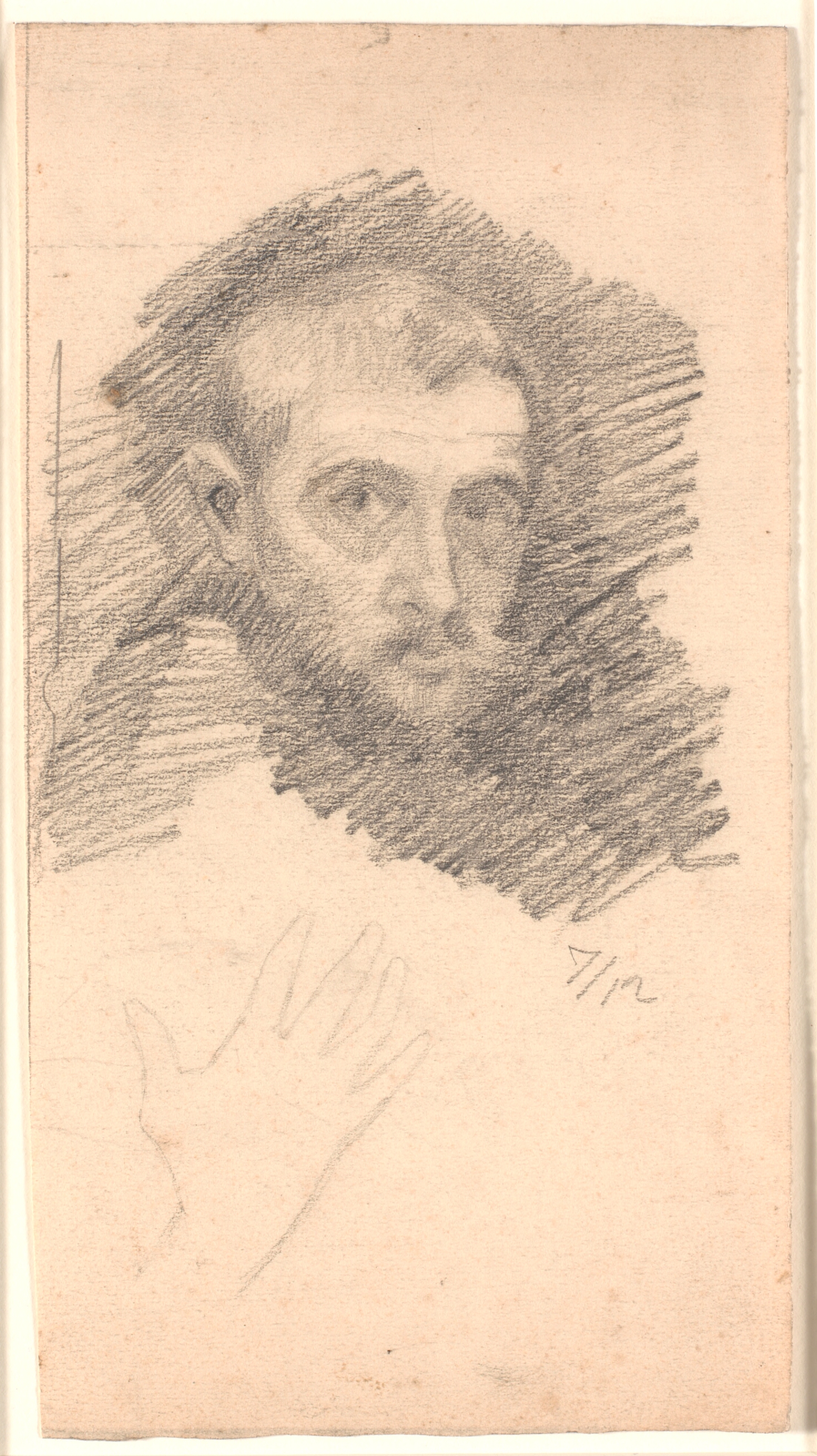 Mandsportræt og let rids af en hånd