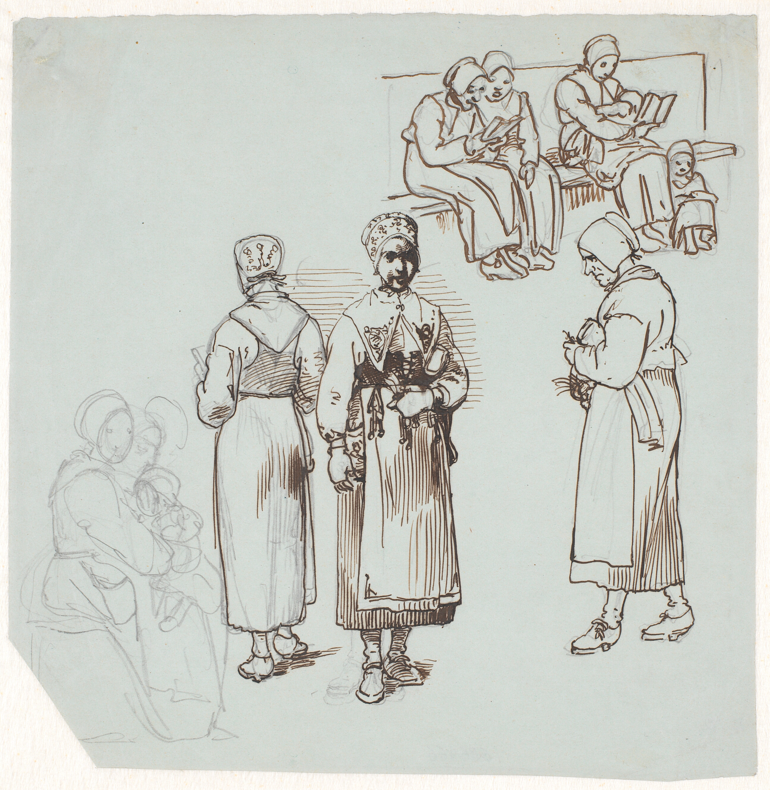 Studieblad med svenske bondepiger og koner