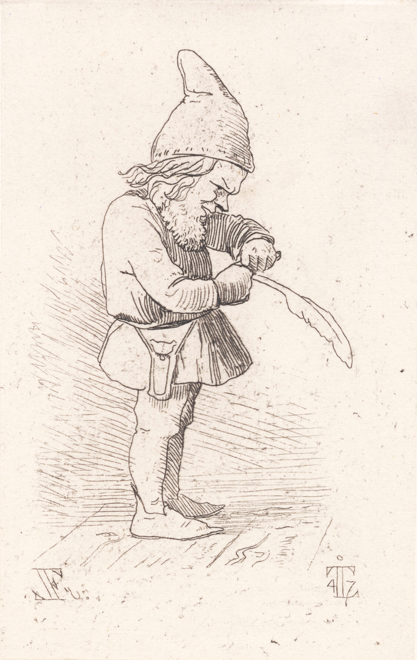 Nisse, der skærer en pen