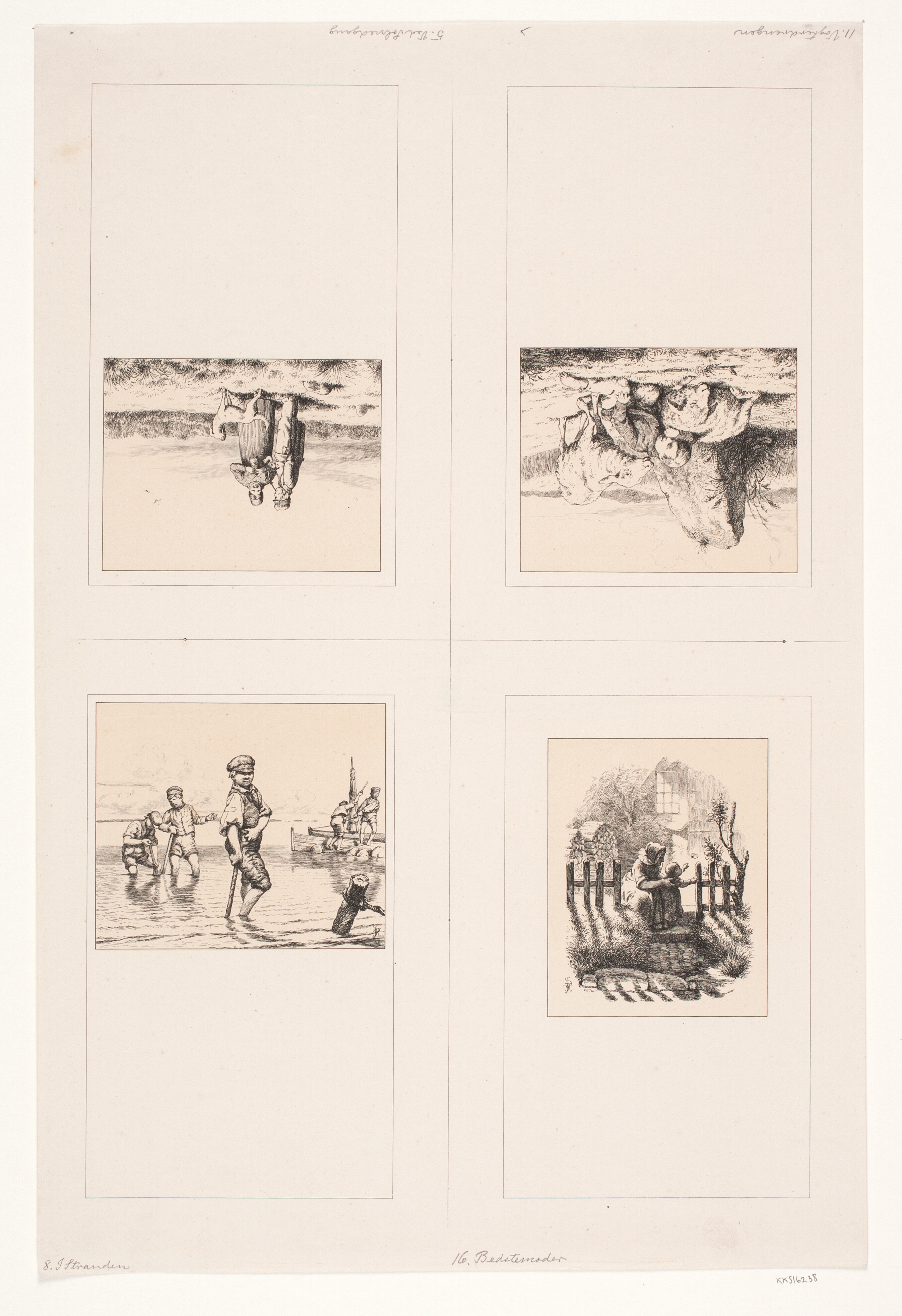 Illustrationer til "Billedbog for børn. Tegnet af Otto Haslund og Pietro Krohn med Vers af J. Krohn"