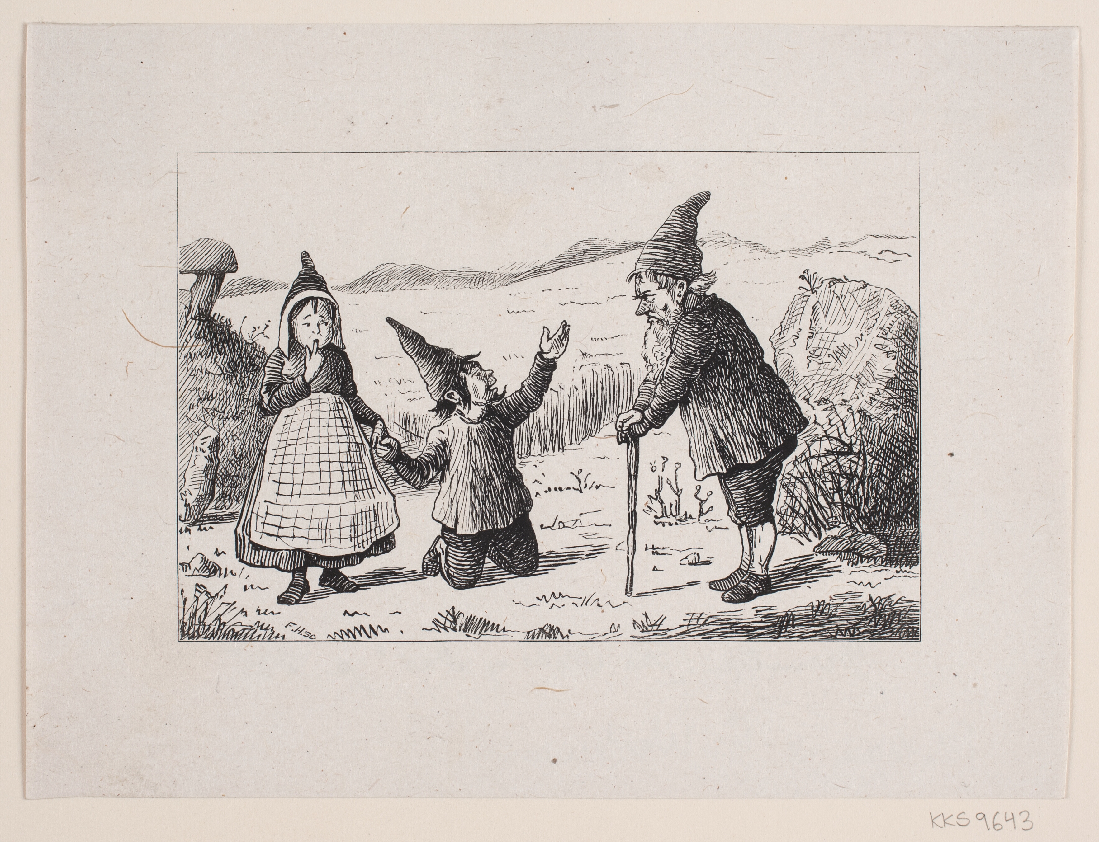Illustration til "Nisse-Frieri", digt af Christian Richardt