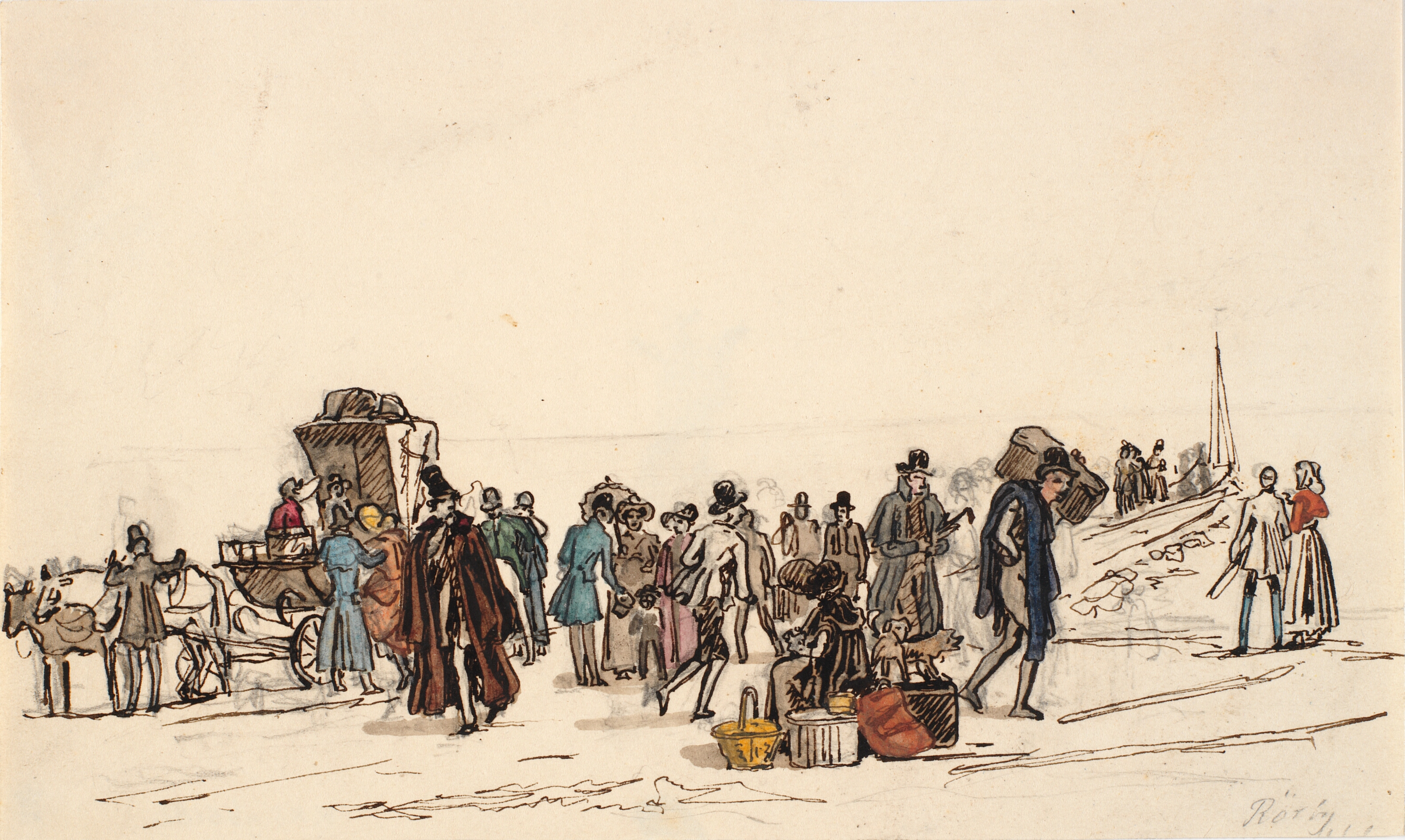 Studie til "Skibsbroen paa Horten i Christiania Fiorden"